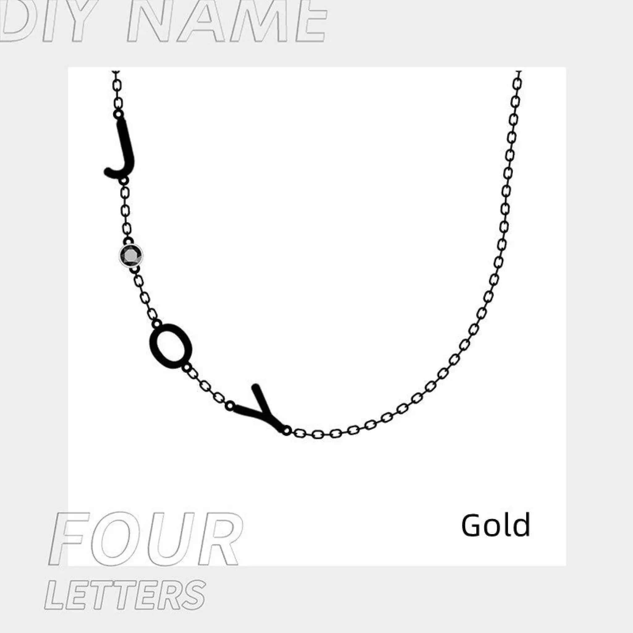 Stainless Steel 26 Alphabet Name Necklace - Gold / 4Letter - 7