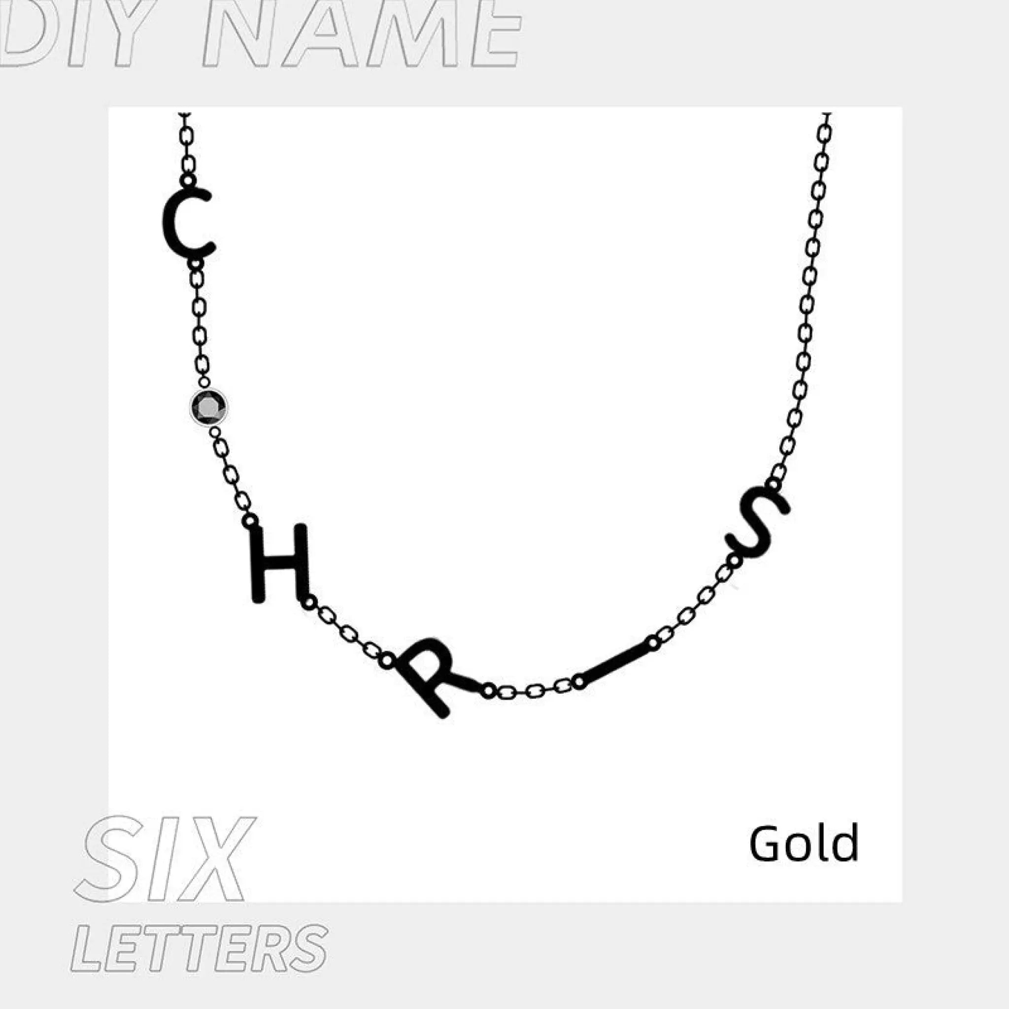 Stainless Steel 26 Alphabet Name Necklace - Gold / 6Letter - 7