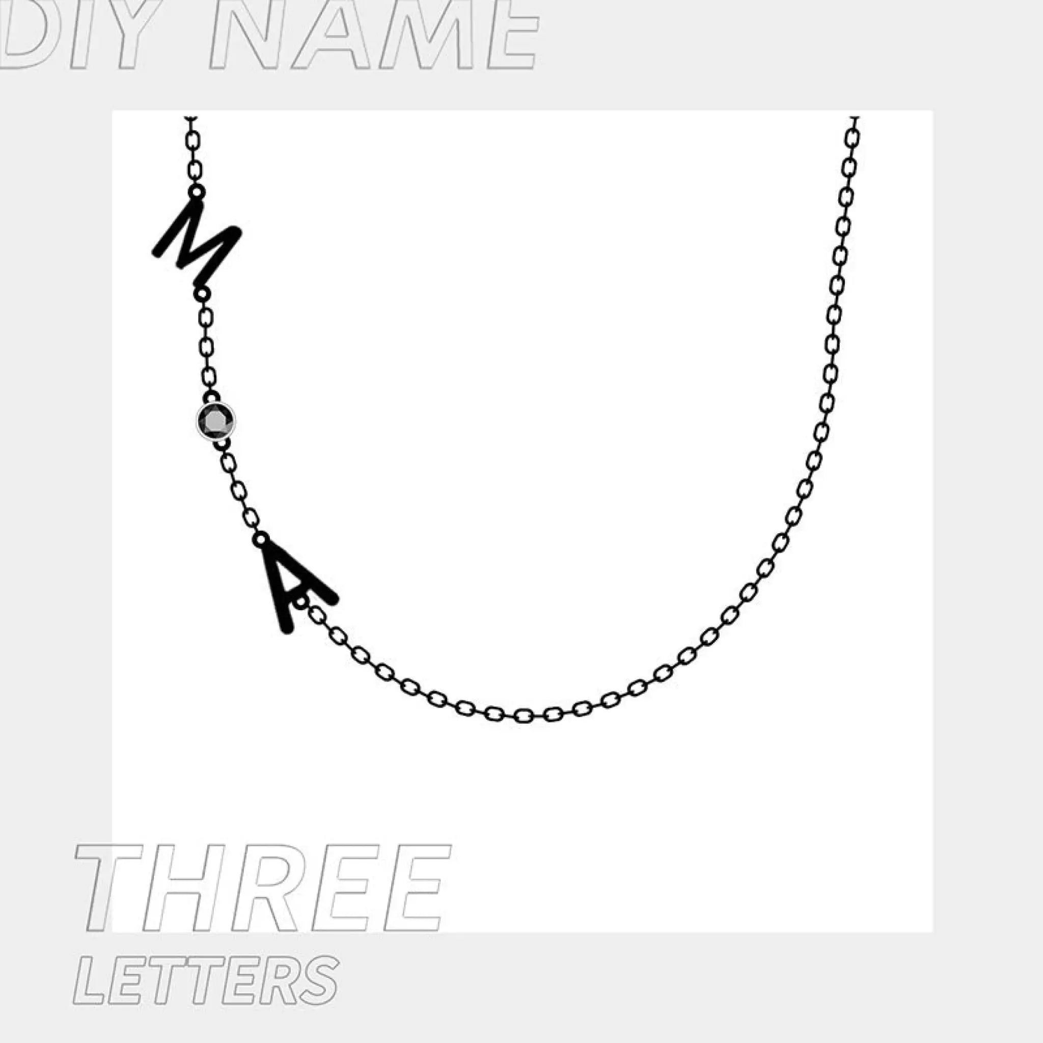 Stainless Steel 26 English Letter Name Necklace - 3Letters / Gold - Necklace