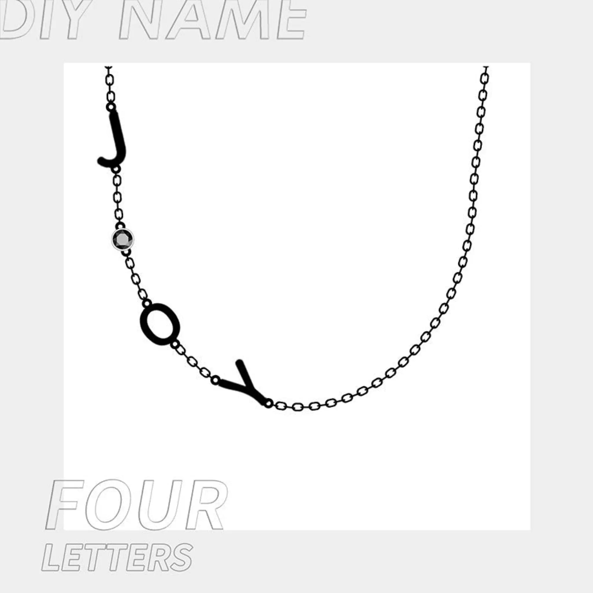 Stainless Steel 26 English Letter Name Necklace - 4Letters / Gold - Necklace