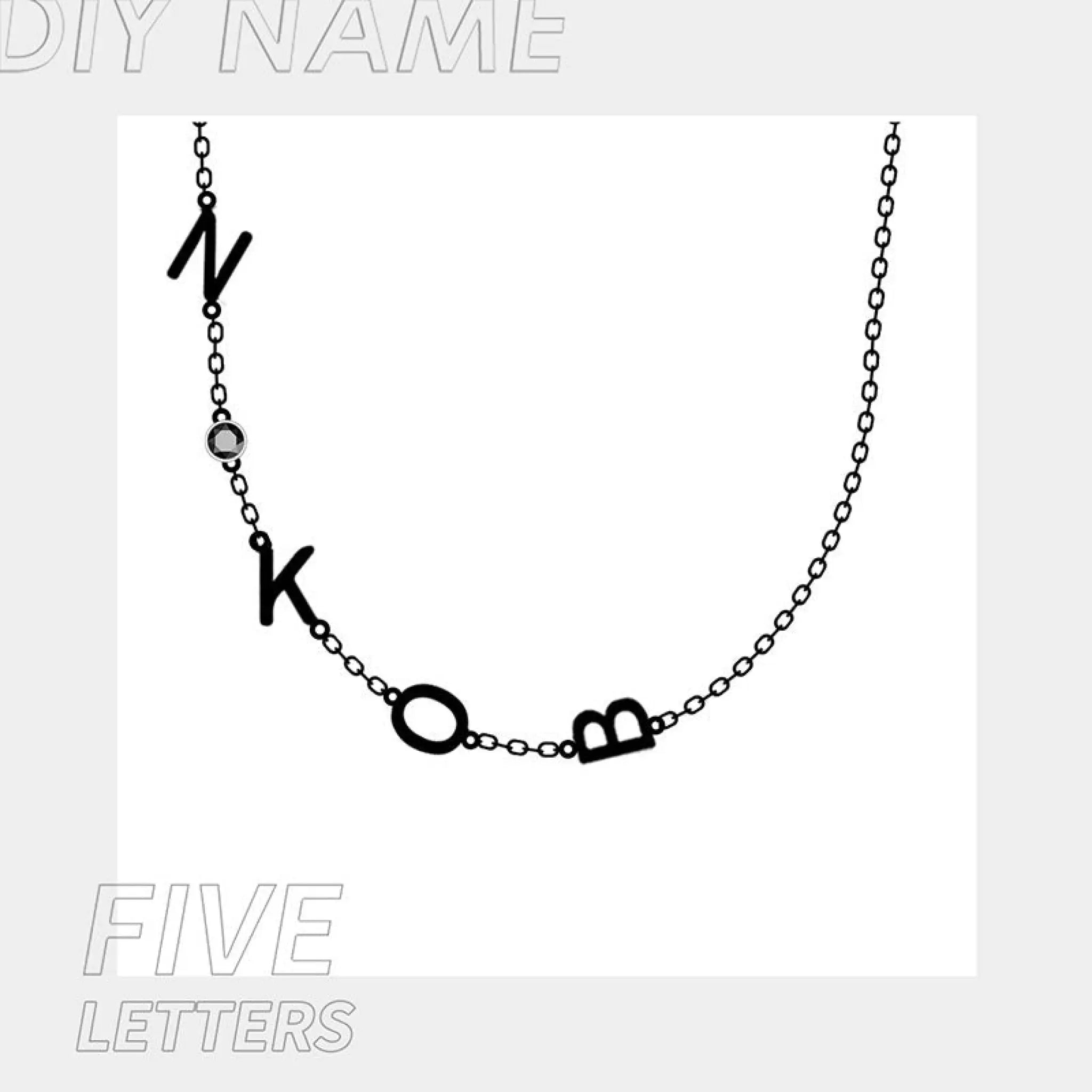 Stainless Steel 26 English Letter Name Necklace - 5Letters / Gold - Necklace