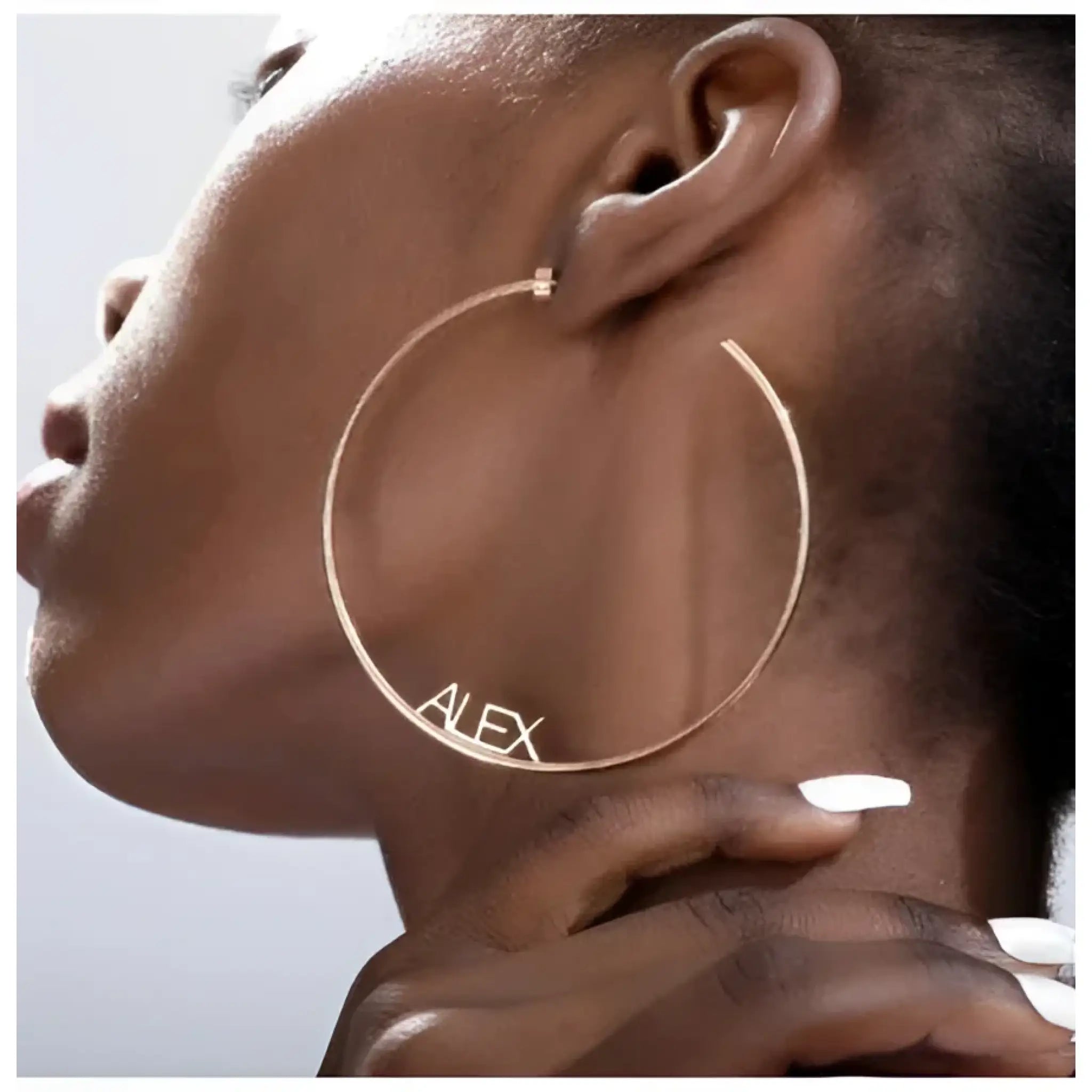 Stainless Steel Custom Name Hoop Earrings Personalized Letter Circle Earring for Women - Rose Gold / 70mm / Style2 - 7