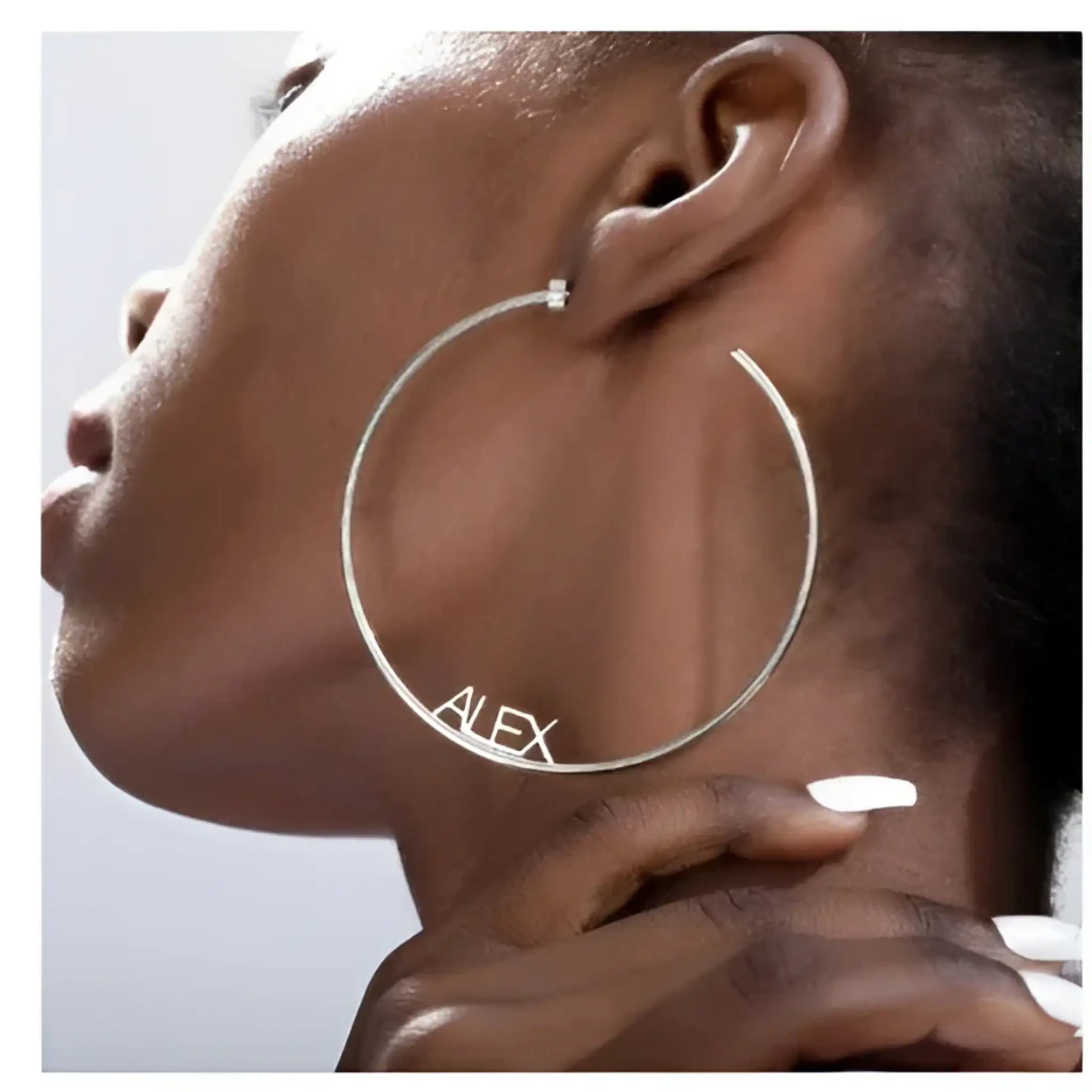 Stainless Steel Custom Name Hoop Earrings Personalized Letter Circle Earring for Women - Silver / 70mm / Style2 - 7