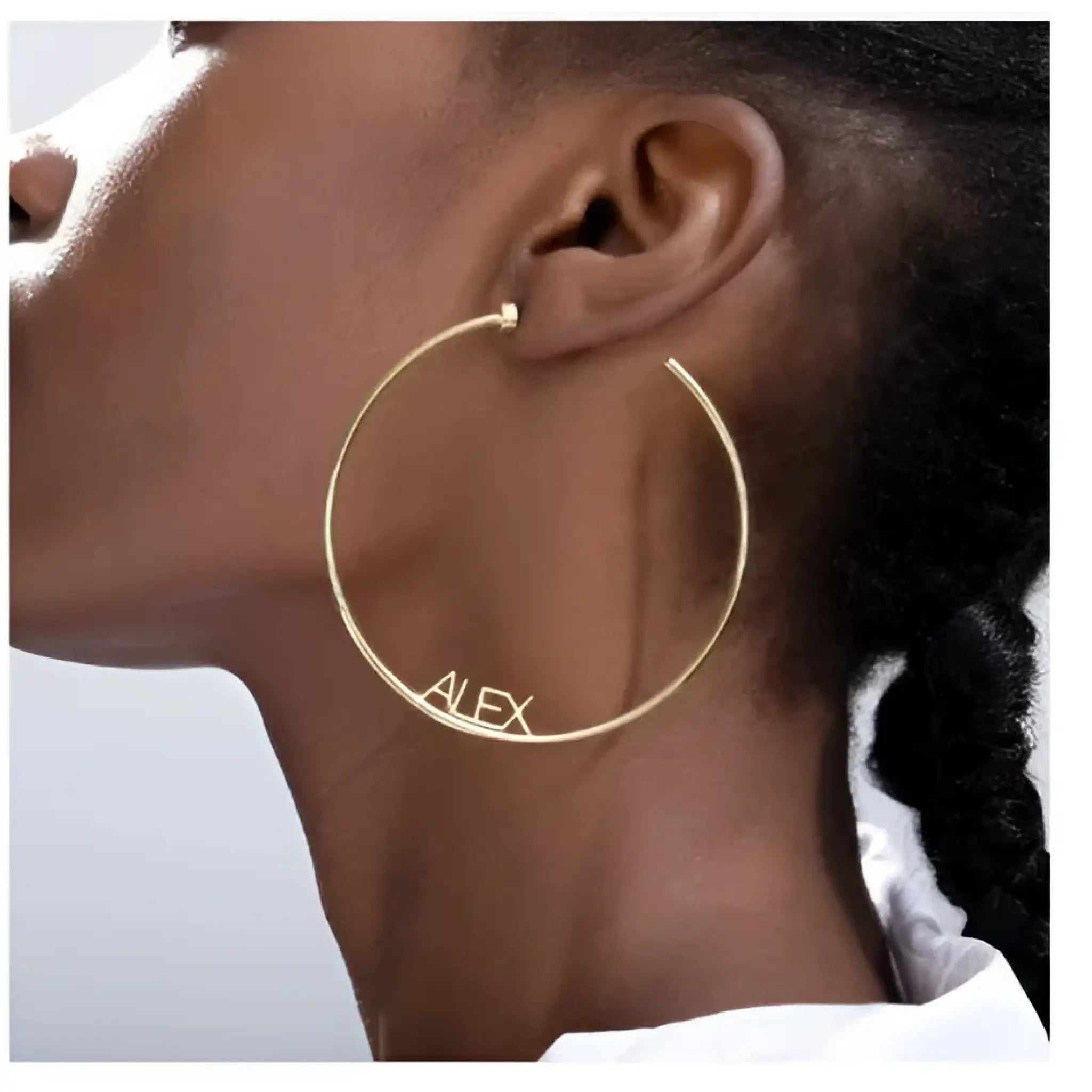 Stainless Steel Custom Name Hoop Earrings Personalized Letter Circle Earring for Women - Golden / 70mm / Style2 - 7