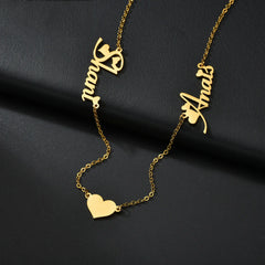 Stainless Steel Custom Name Necklace Heart Shape Personality Pendant - Gold - 7