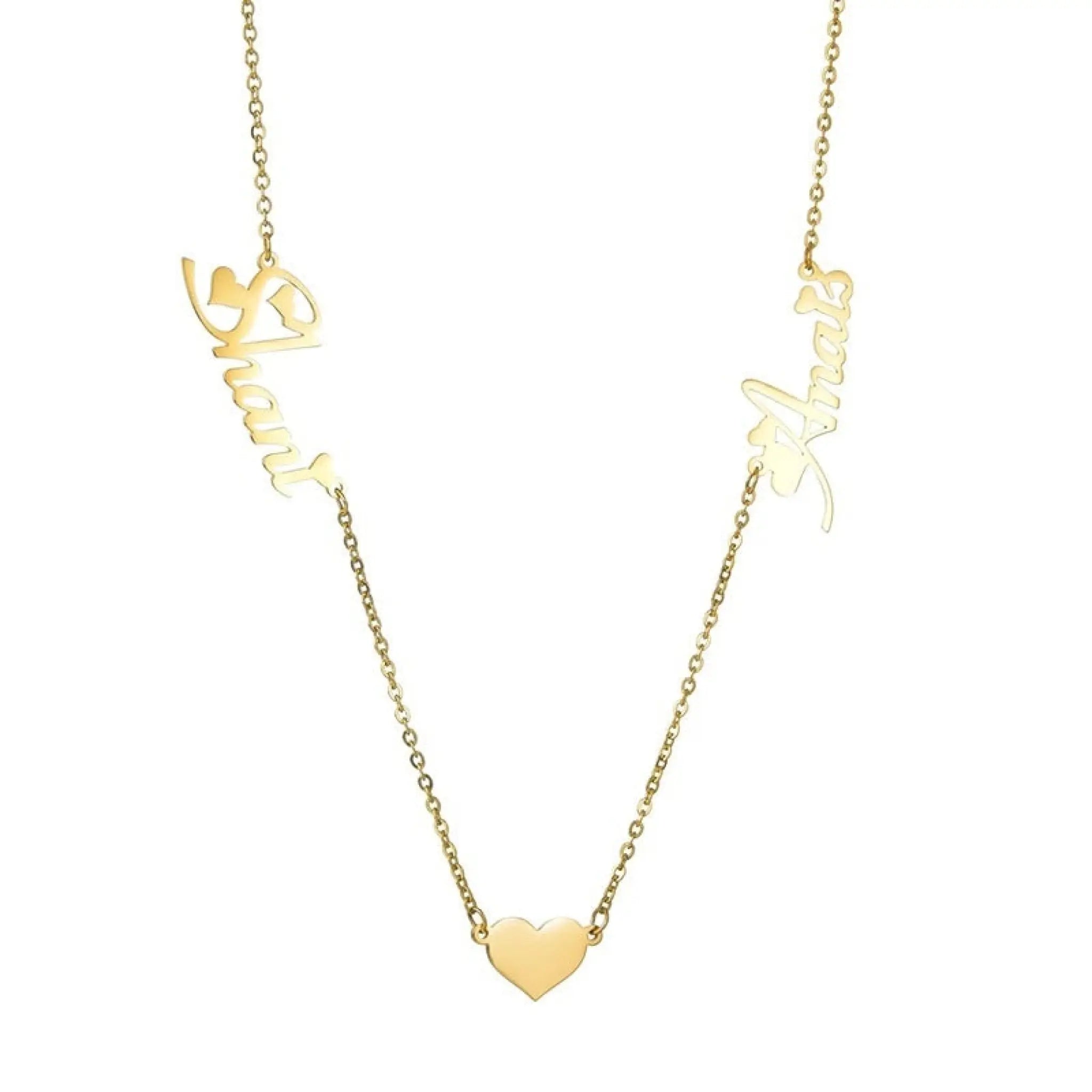 Stainless Steel Custom Name Necklace Heart Shape Personality Pendant - Gold - 7