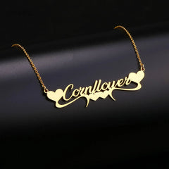 Stainless steel cut heart shaped custom necklace DIY name necklace female - 7