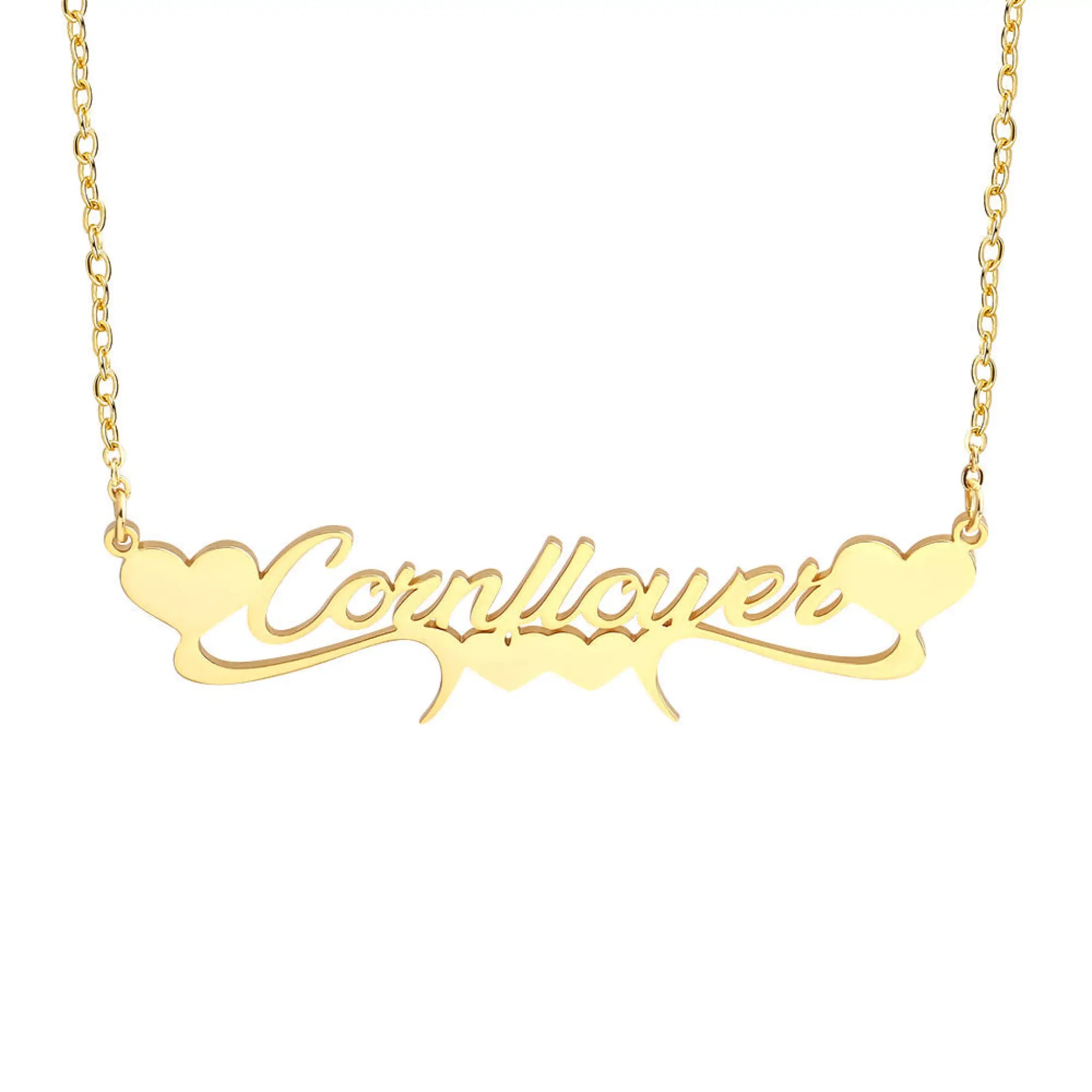 Stainless steel cut heart shaped custom necklace DIY name necklace female - Gold / 45cm - 7
