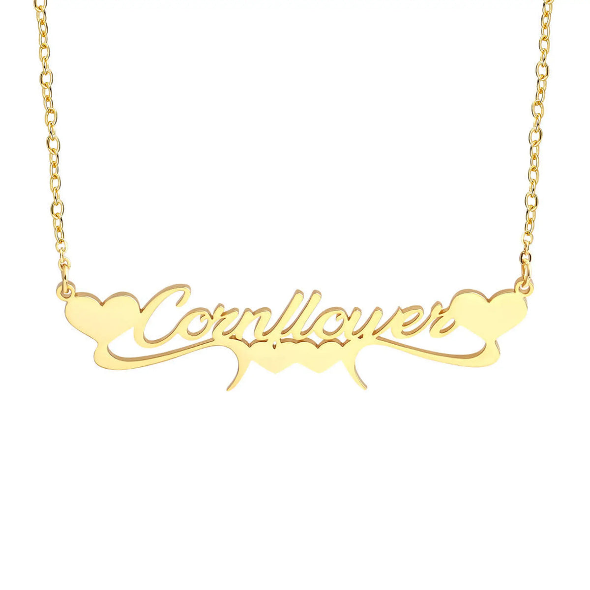 Stainless steel cut heart shaped custom necklace DIY name necklace female - Gold / 45cm - 7