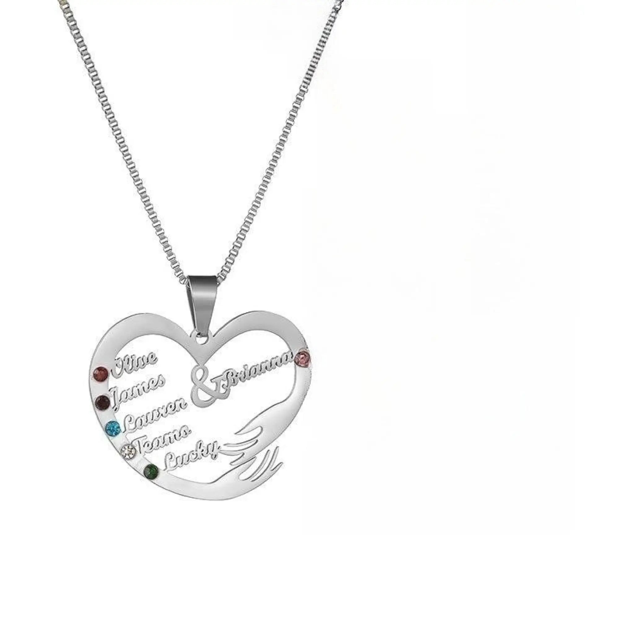 Stainless Steel English Alphabet Heart Set Zircon Pendant Personality Diy Name Necklace - Steel color - 7