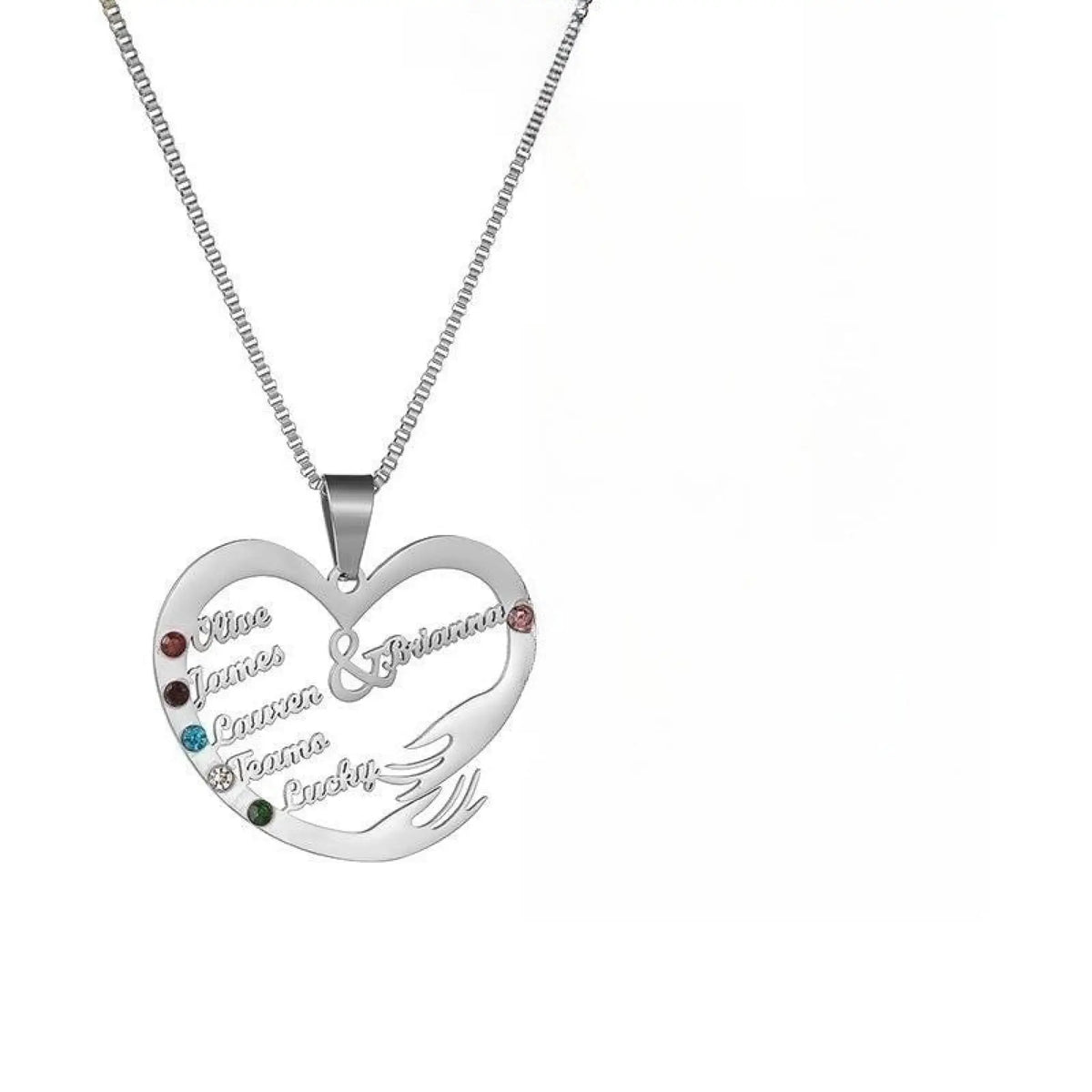 Stainless Steel English Alphabet Heart Set Zircon Pendant Personality Diy Name Necklace - Steel color - 7