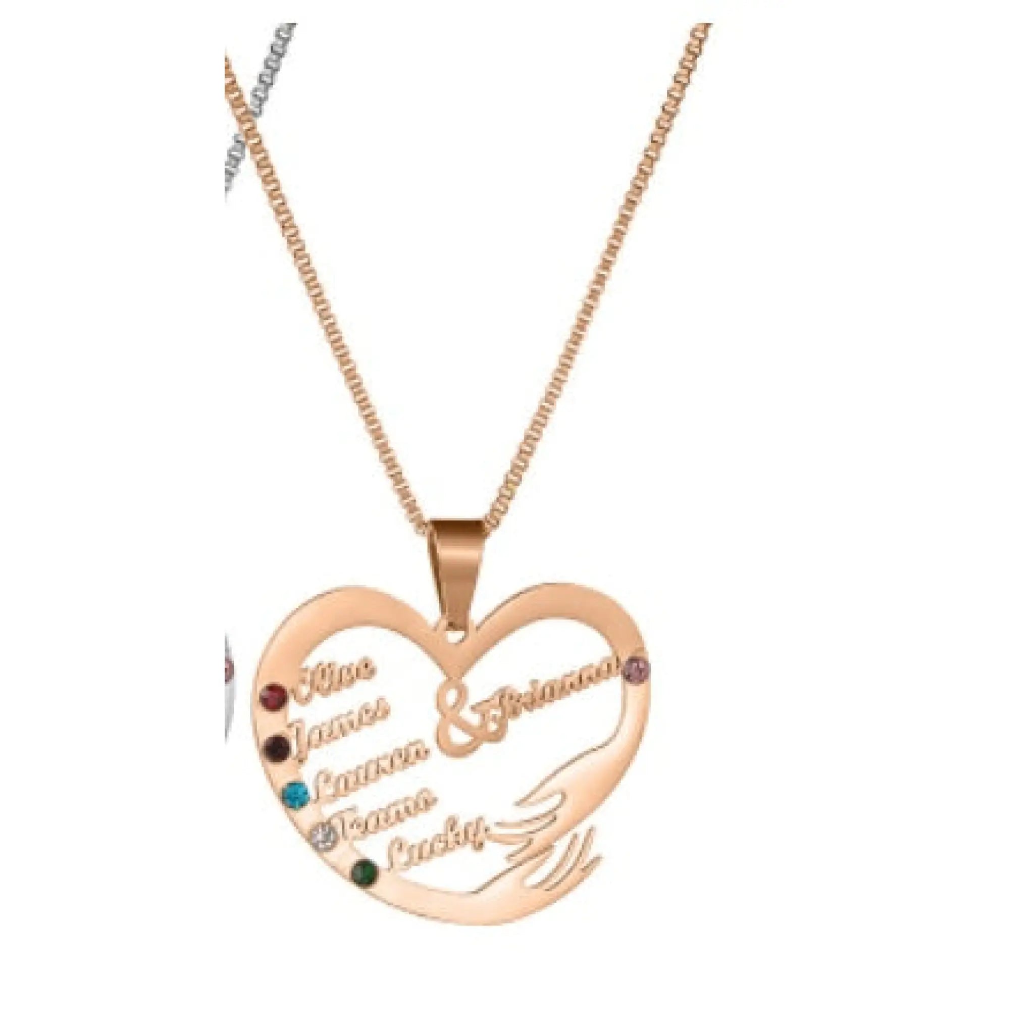 Stainless Steel English Alphabet Heart Set Zircon Pendant Personality Diy Name Necklace - Rose Gold - 7