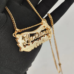 Stainless Steel English Letter Name Double-layer Cuban Necklace - 7