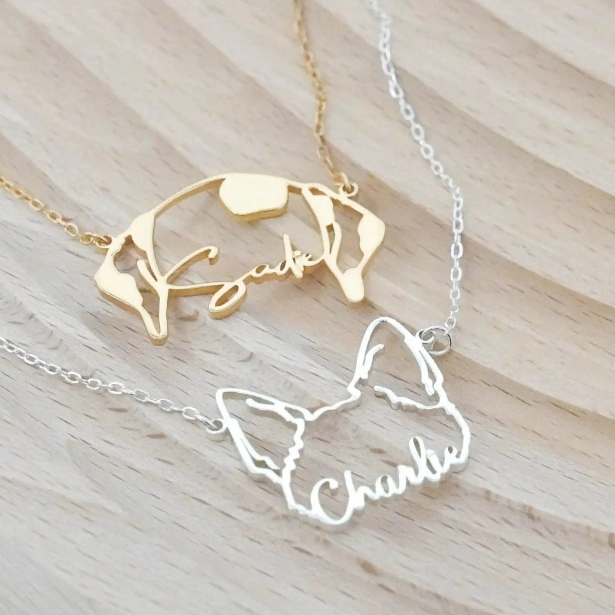 Stainless Steel English Letter Name Necklace DIY Hollowed Out Cat And Dog - 7
