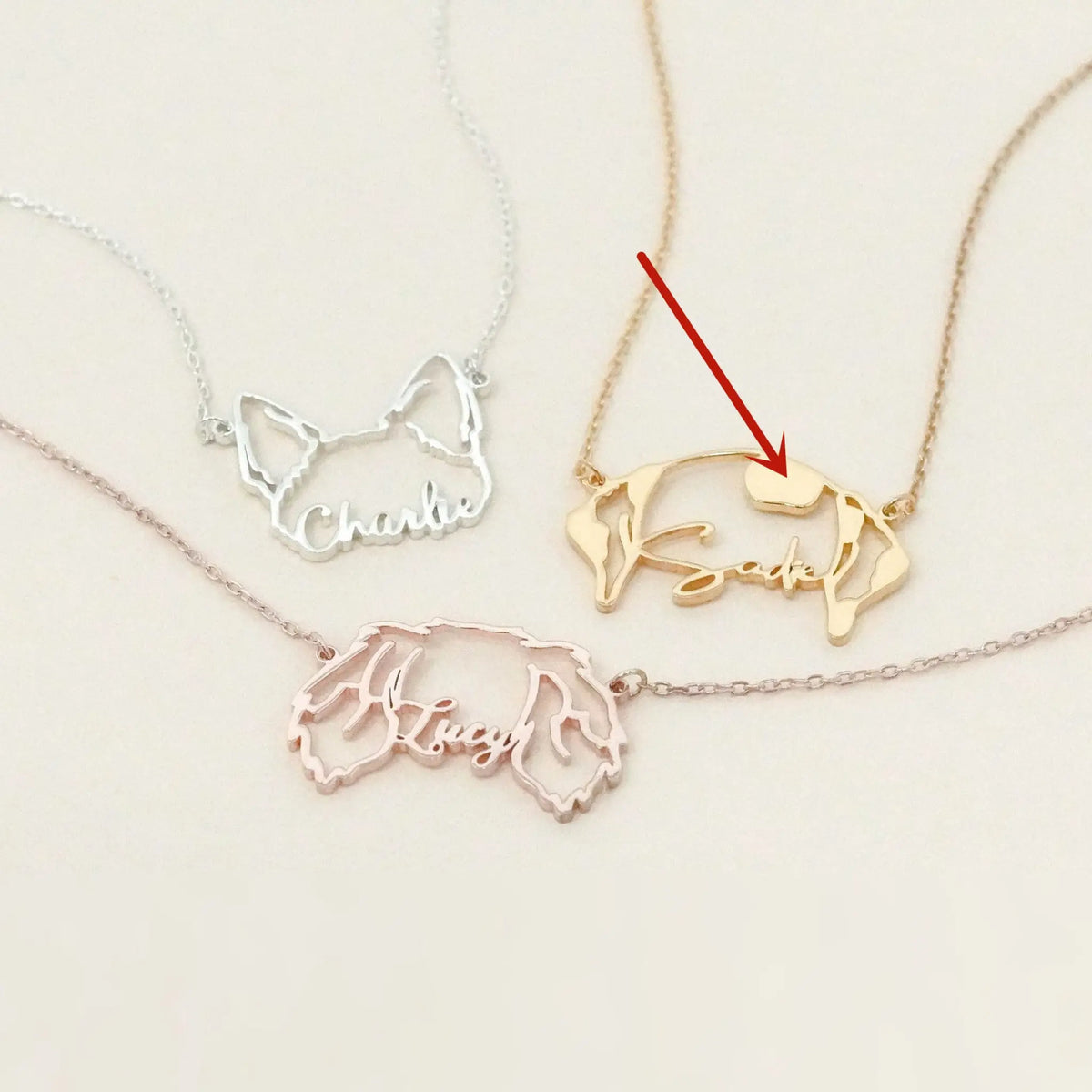 Stainless Steel English Letter Name Necklace DIY Hollowed Out Cat And Dog - Gold - 7