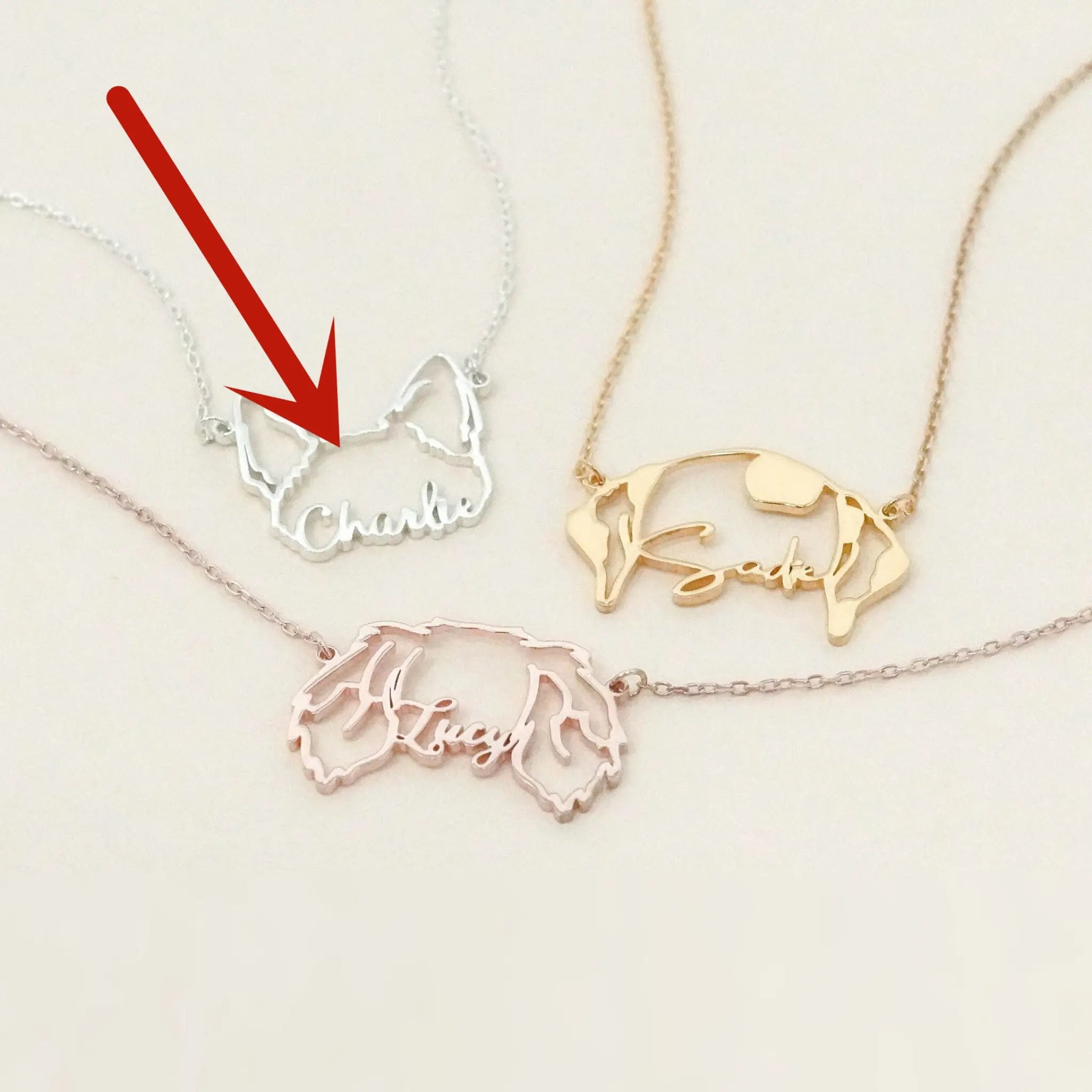 Stainless Steel English Letter Name Necklace DIY Hollowed Out Cat And Dog - Silver - 7