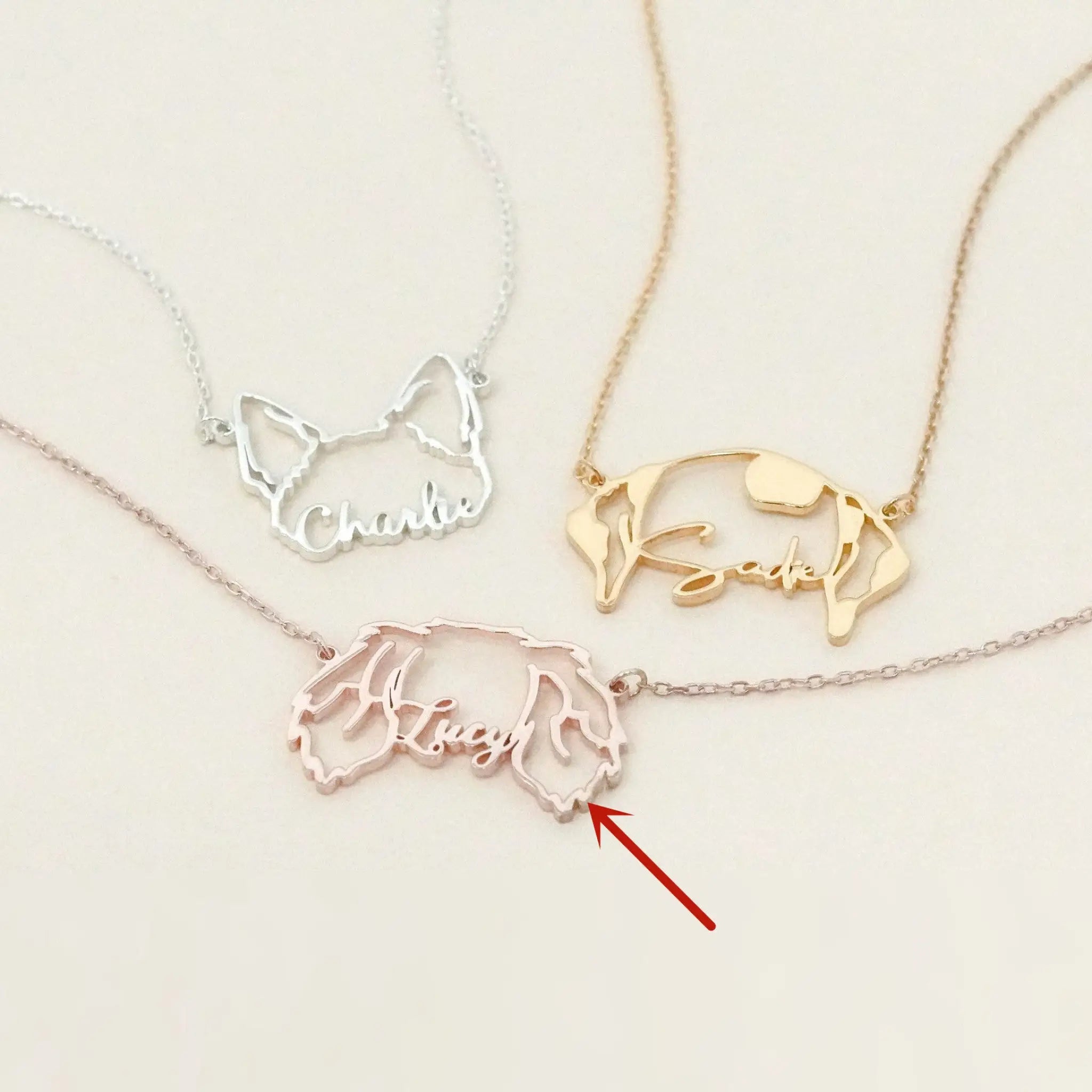 Stainless Steel English Letter Name Necklace DIY Hollowed Out Cat And Dog - Rose Gold - 7