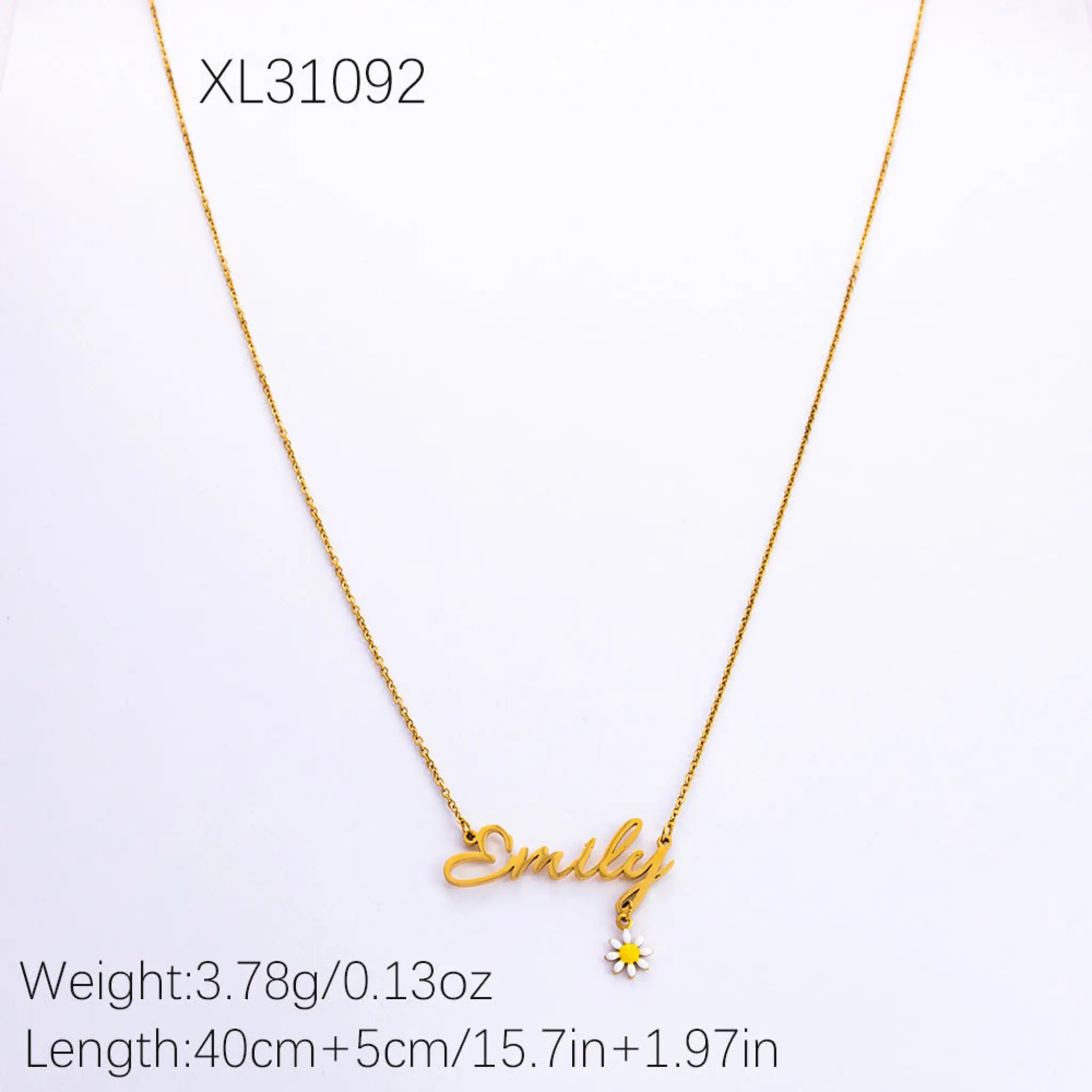 Stainless Steel English Letter Pendant Plated 18K Gold Custom Name Pattern Necklace - XL31092 color - 7
