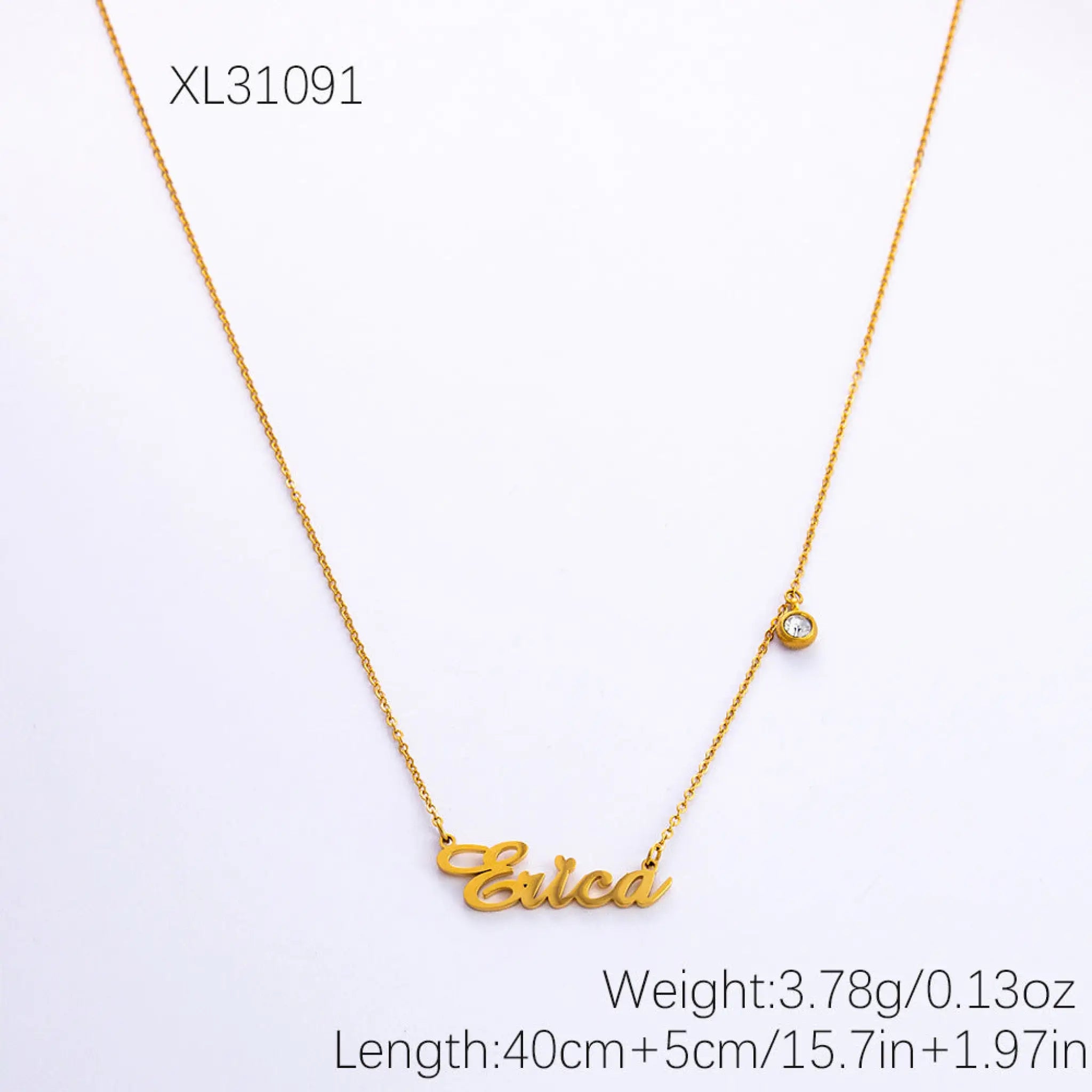 Stainless Steel English Letter Pendant Plated 18K Gold Custom Name Pattern Necklace - XL31091 color - 7