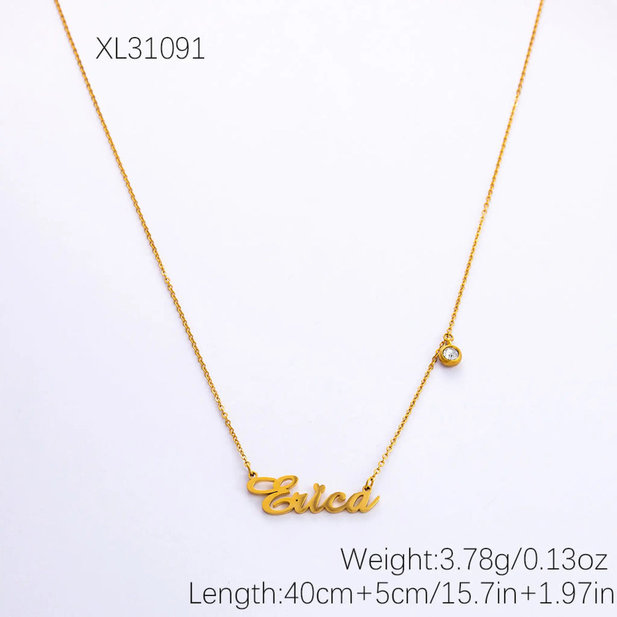 Stainless Steel English Letter Pendant Plated 18K Gold Custom Name Pattern Necklace - XL31091 color - 7