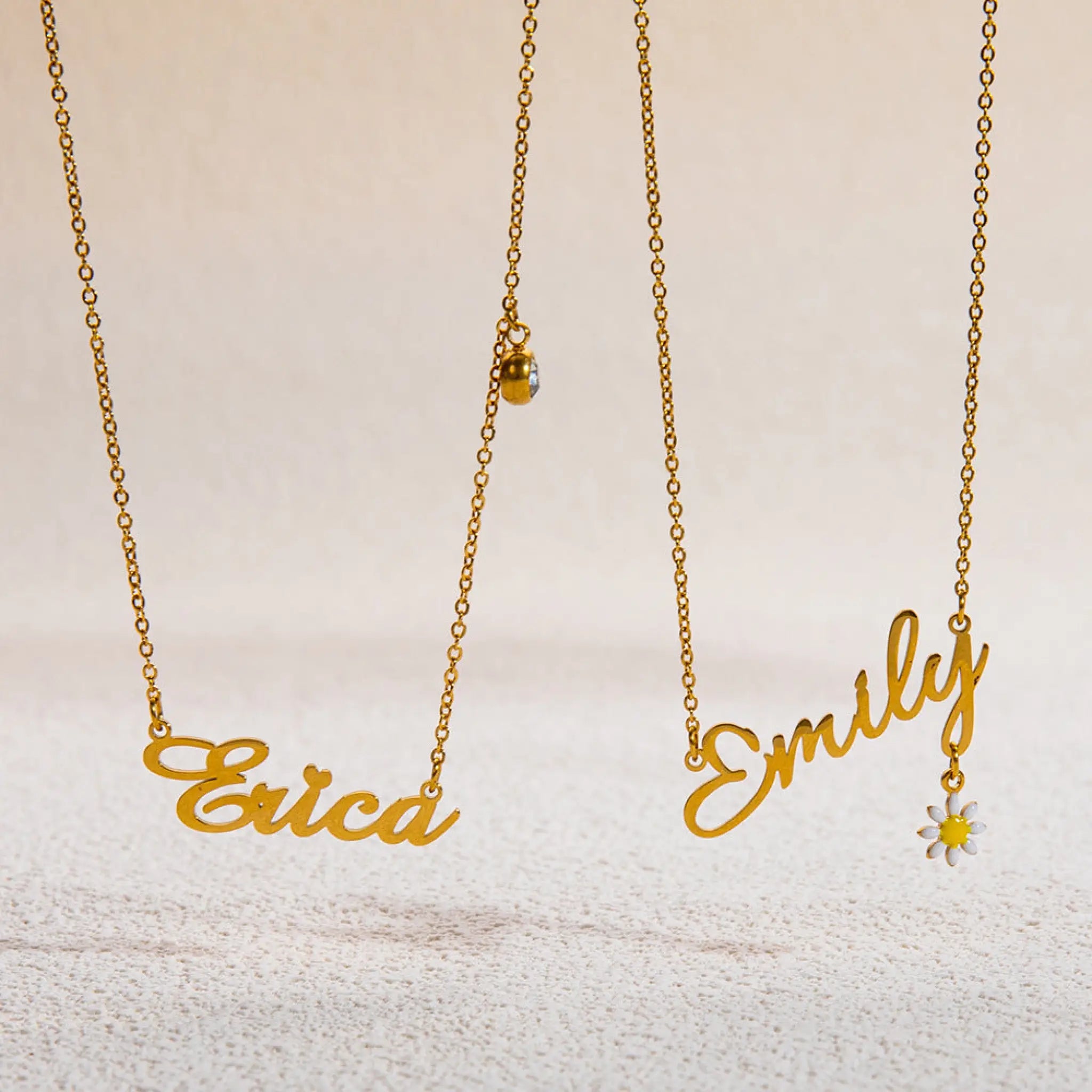 Stainless Steel English Letter Pendant Plated 18K Gold Custom Name Pattern Necklace - 7