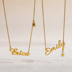 Stainless Steel English Letter Pendant Plated 18K Gold Custom Name Pattern Necklace - 7