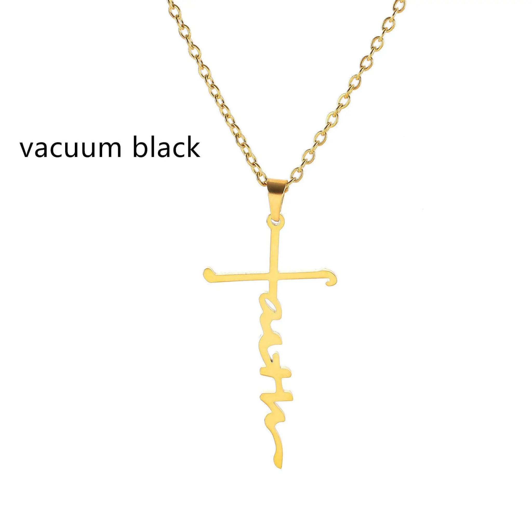 Stainless Steel Faith Necklace Faith English Name Special Symbol - Vacuum black