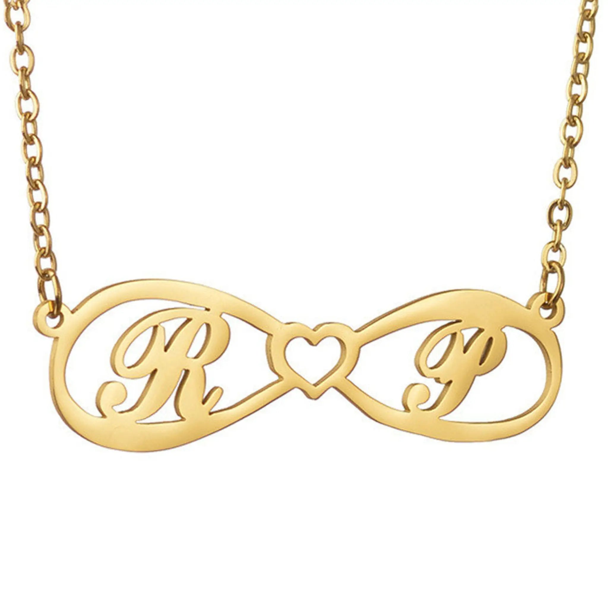 Stainless Steel Infinity Symbol Name Necklace Women - Gold - 7