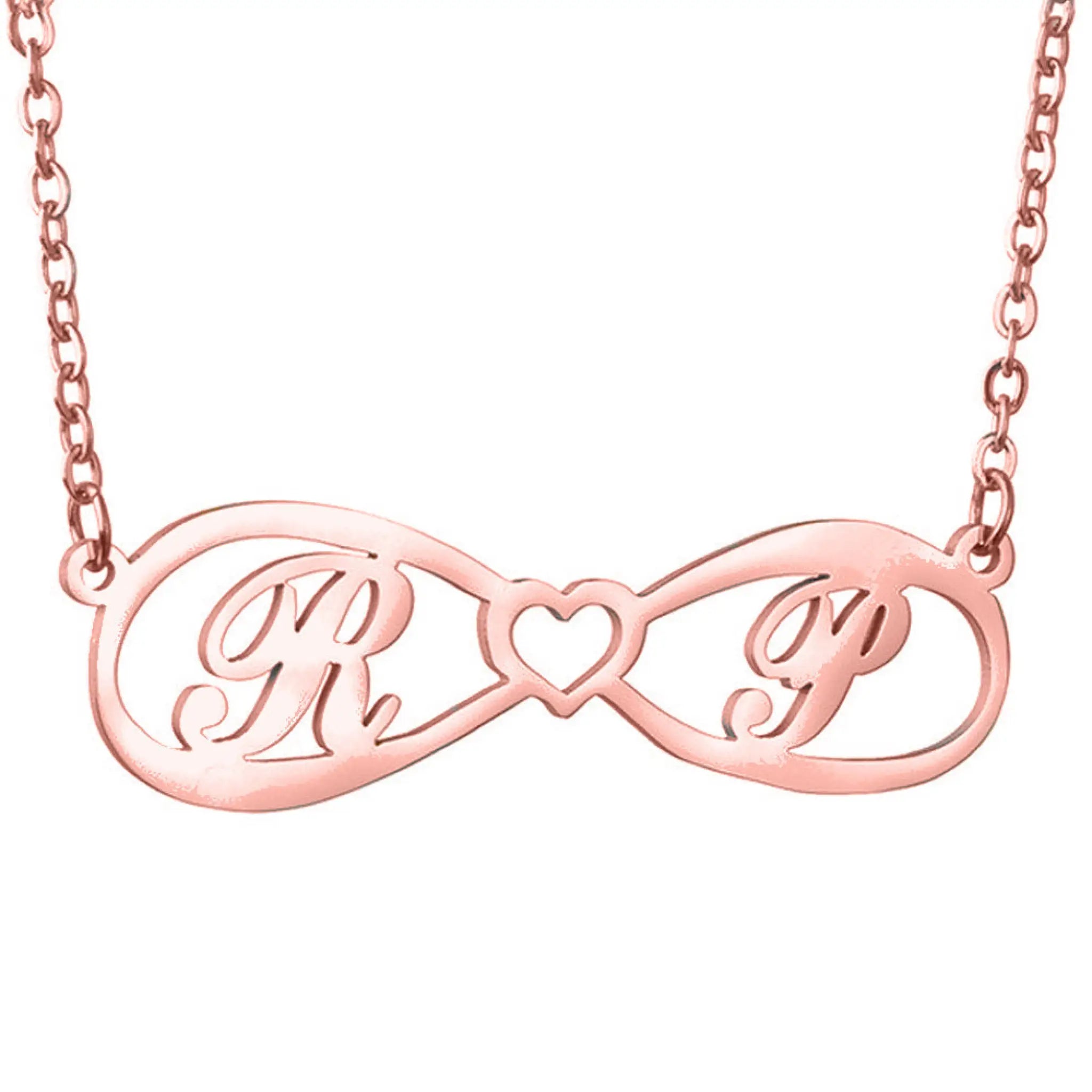 Stainless Steel Infinity Symbol Name Necklace Women - Rose Gold - 7