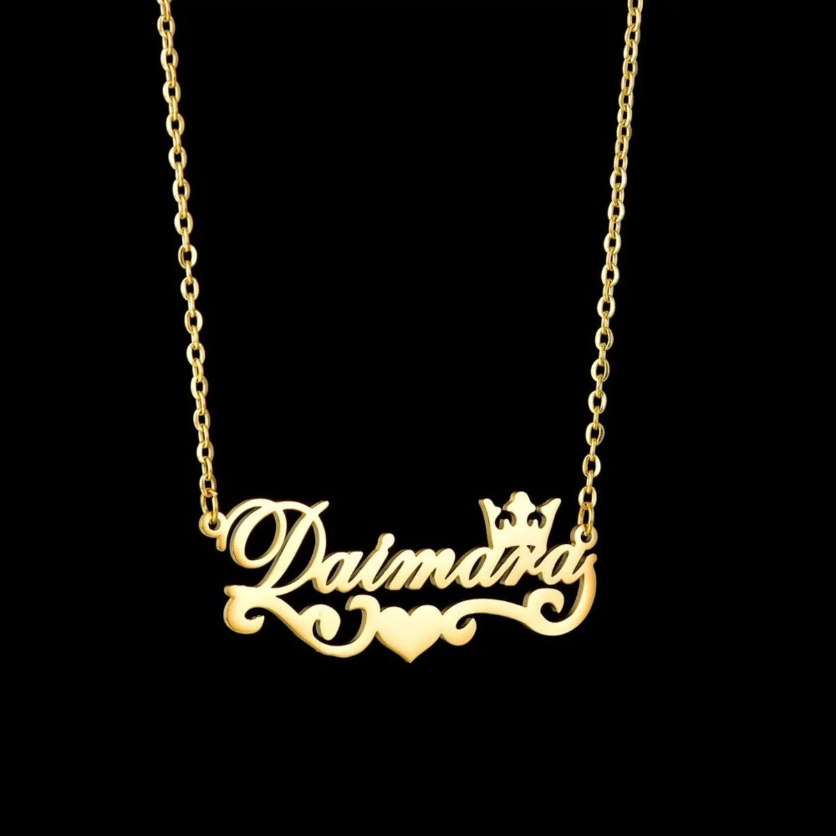 Stainless Steel Love Ribbon Name Customized Personality Necklace Female Clavicle Chain Customized Pendant - Gold