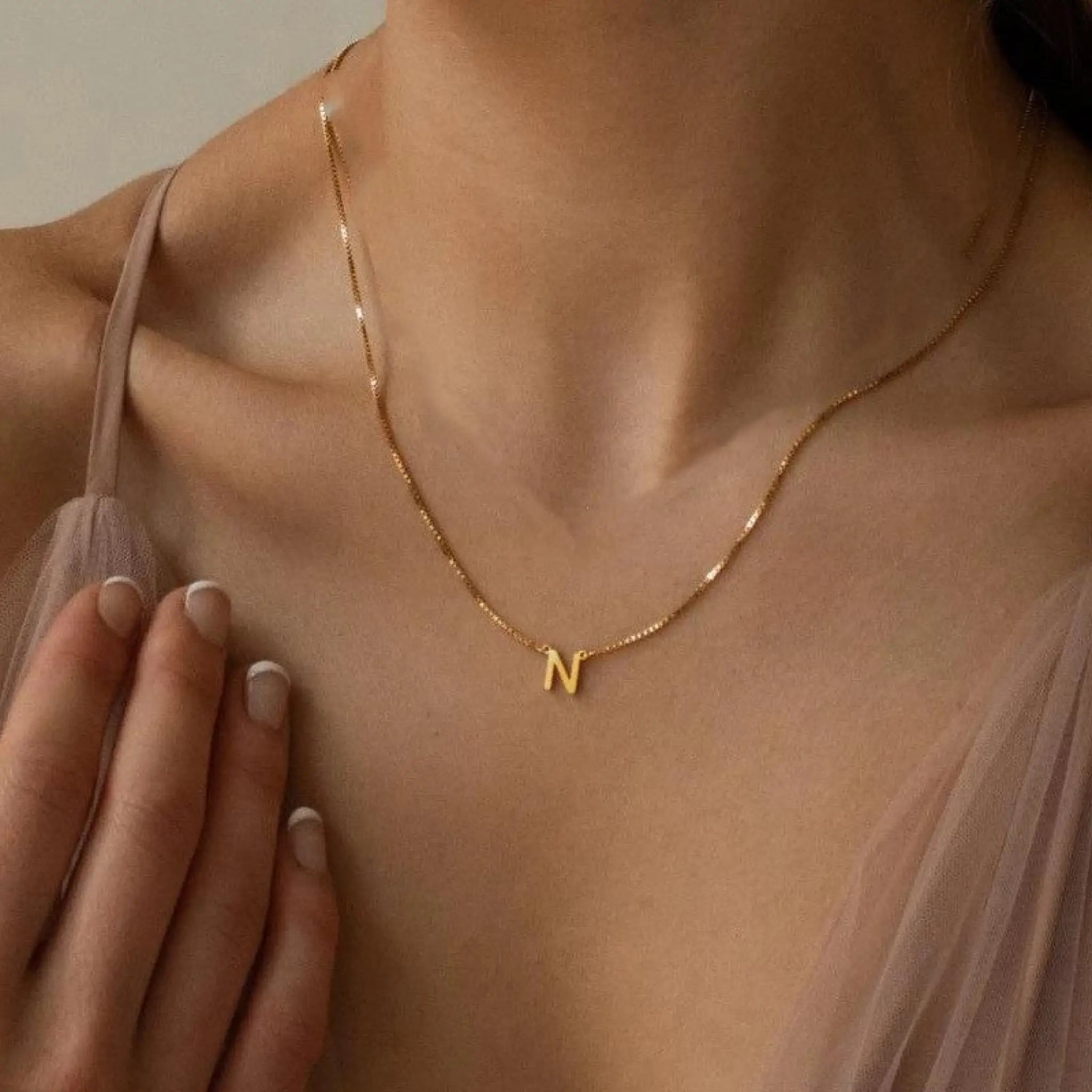 Stainless Steel Name Pendant Necklace - Gold / Stainless steel / 45cm