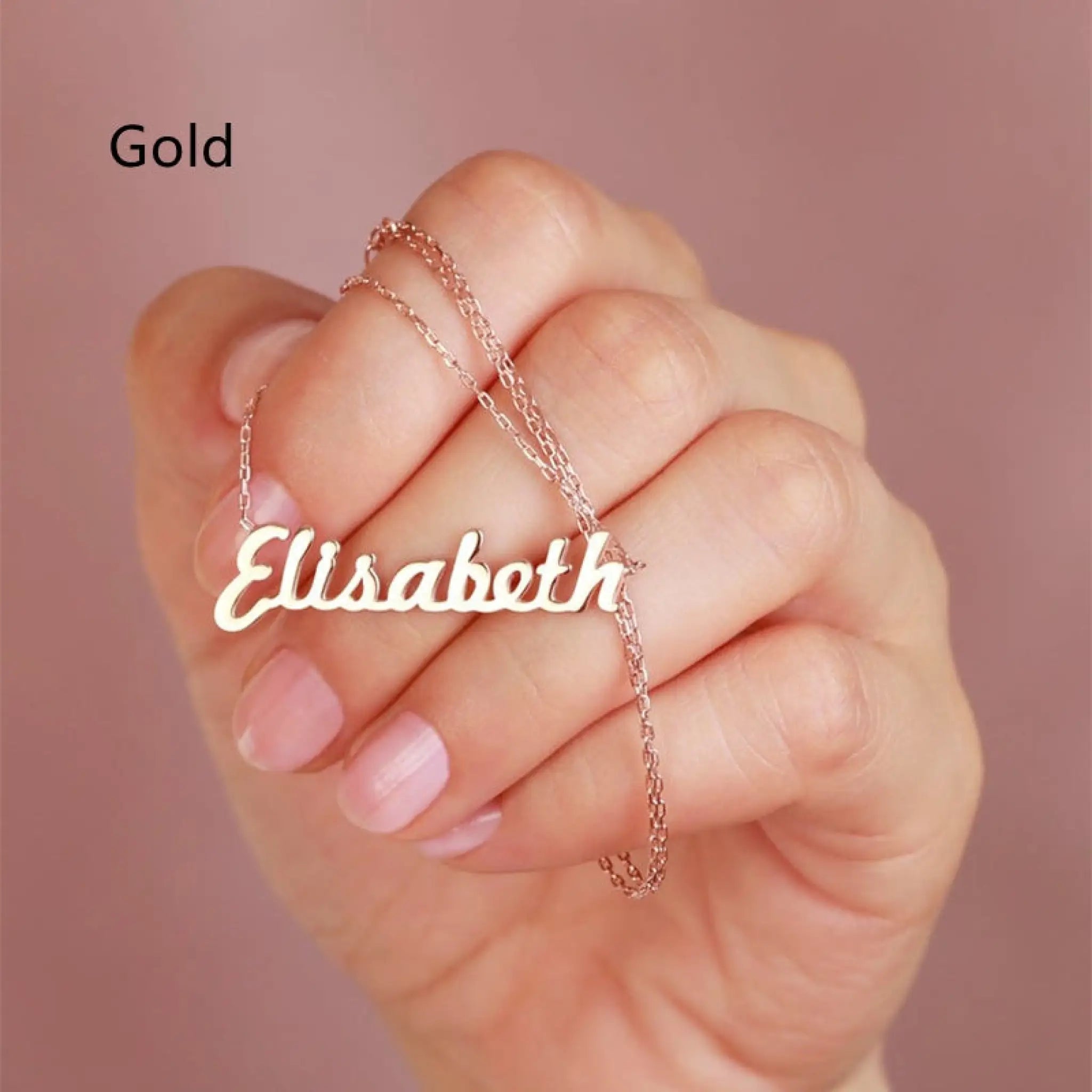 Stainless Steel Necklace Name Manufacturers Can Choose Fonts - Gold - 7