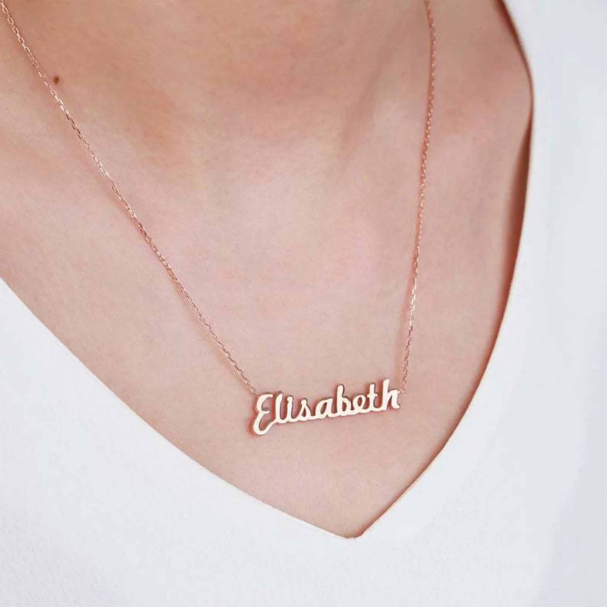 Stainless Steel Necklace Name Manufacturers Can Choose Fonts - Rose Gold - 7