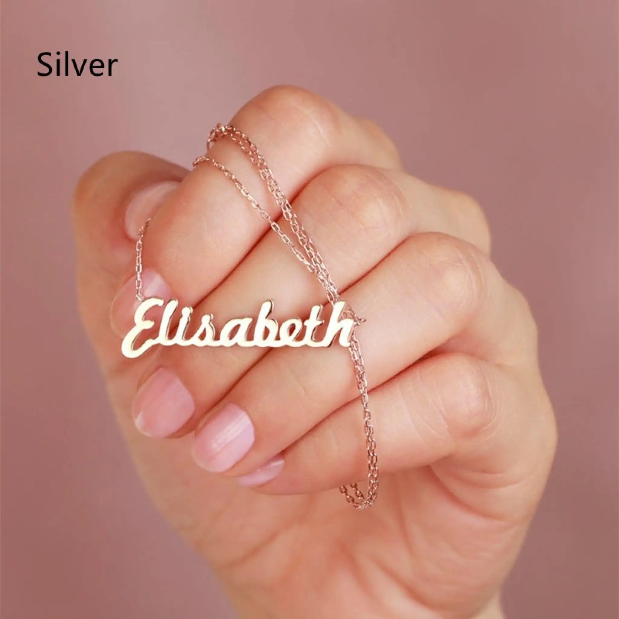Stainless Steel Necklace Name Manufacturers Can Choose Fonts - Silver - 7