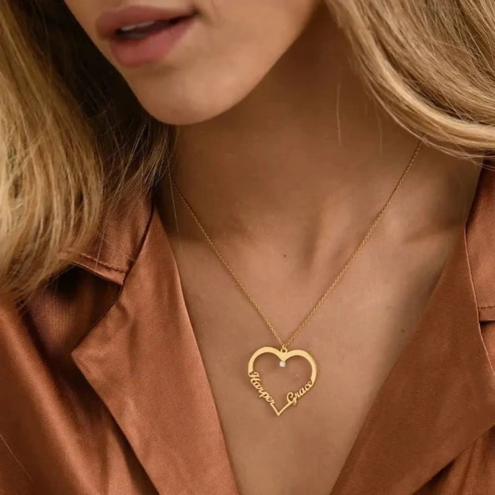 Stainless Steel Personalized Name Customized Heart Necklace - 7