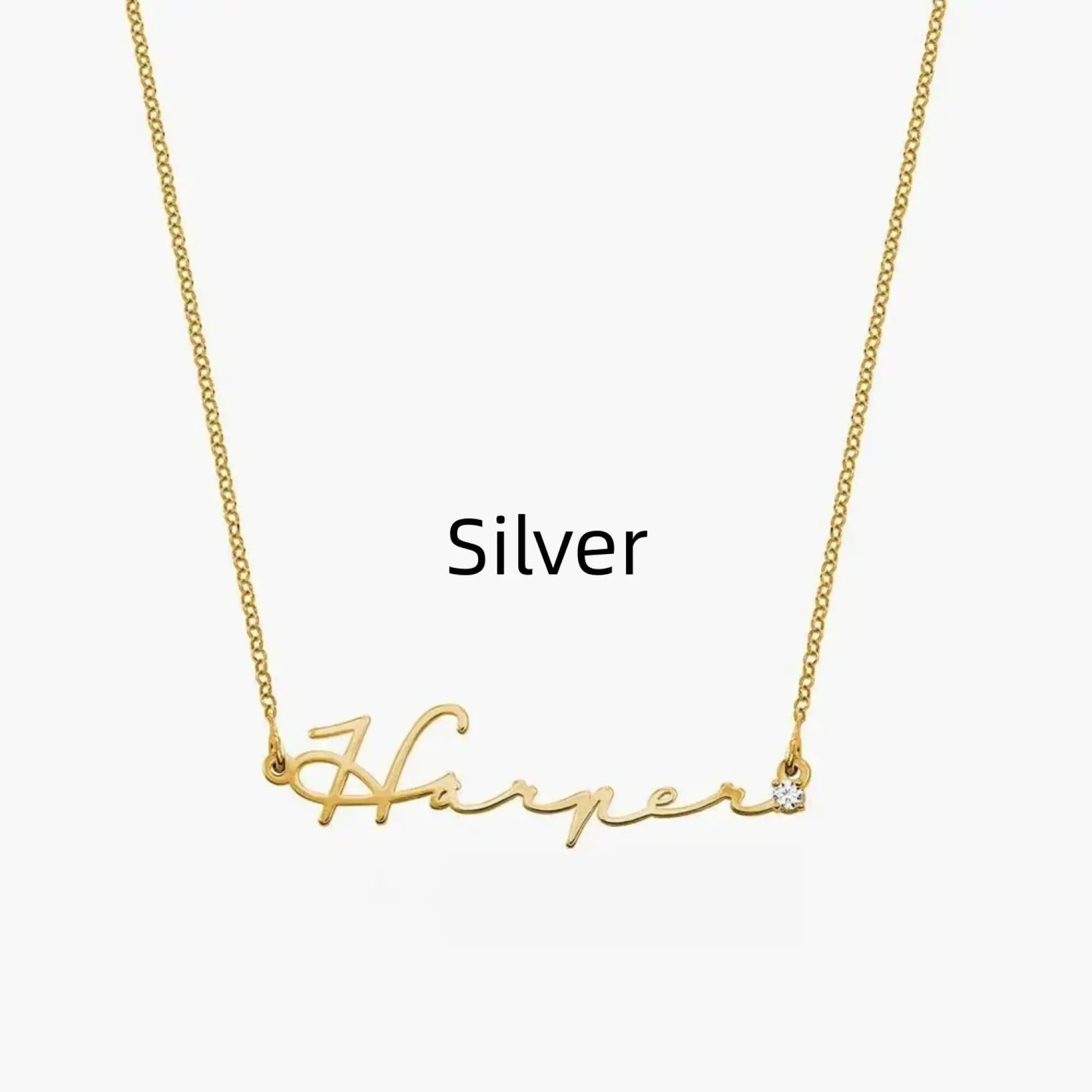 Stainless Steel Personalized Name Necklace - Silver - 7
