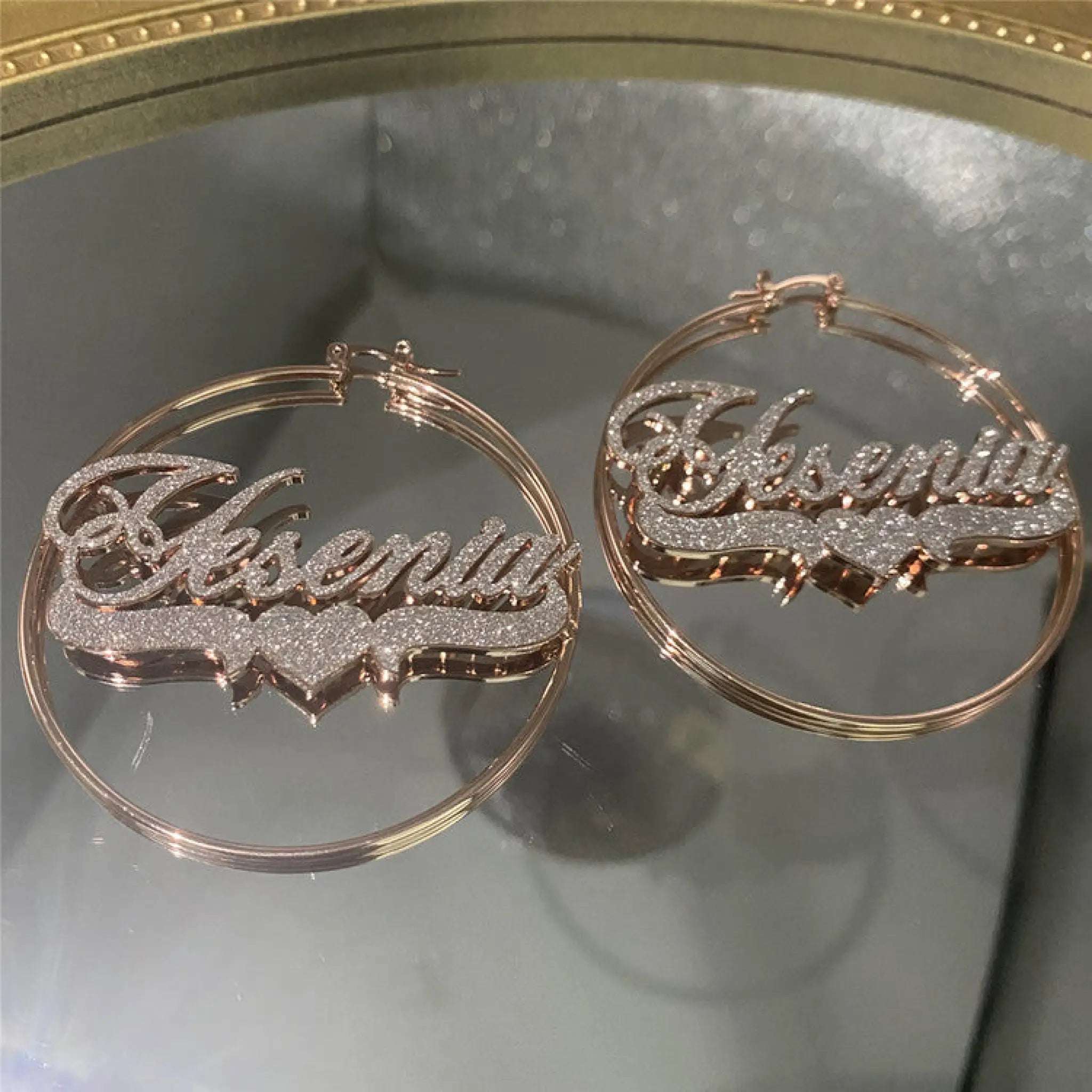 Stainless Steel Personalized Zircon Name Alphabet Earrings - 7