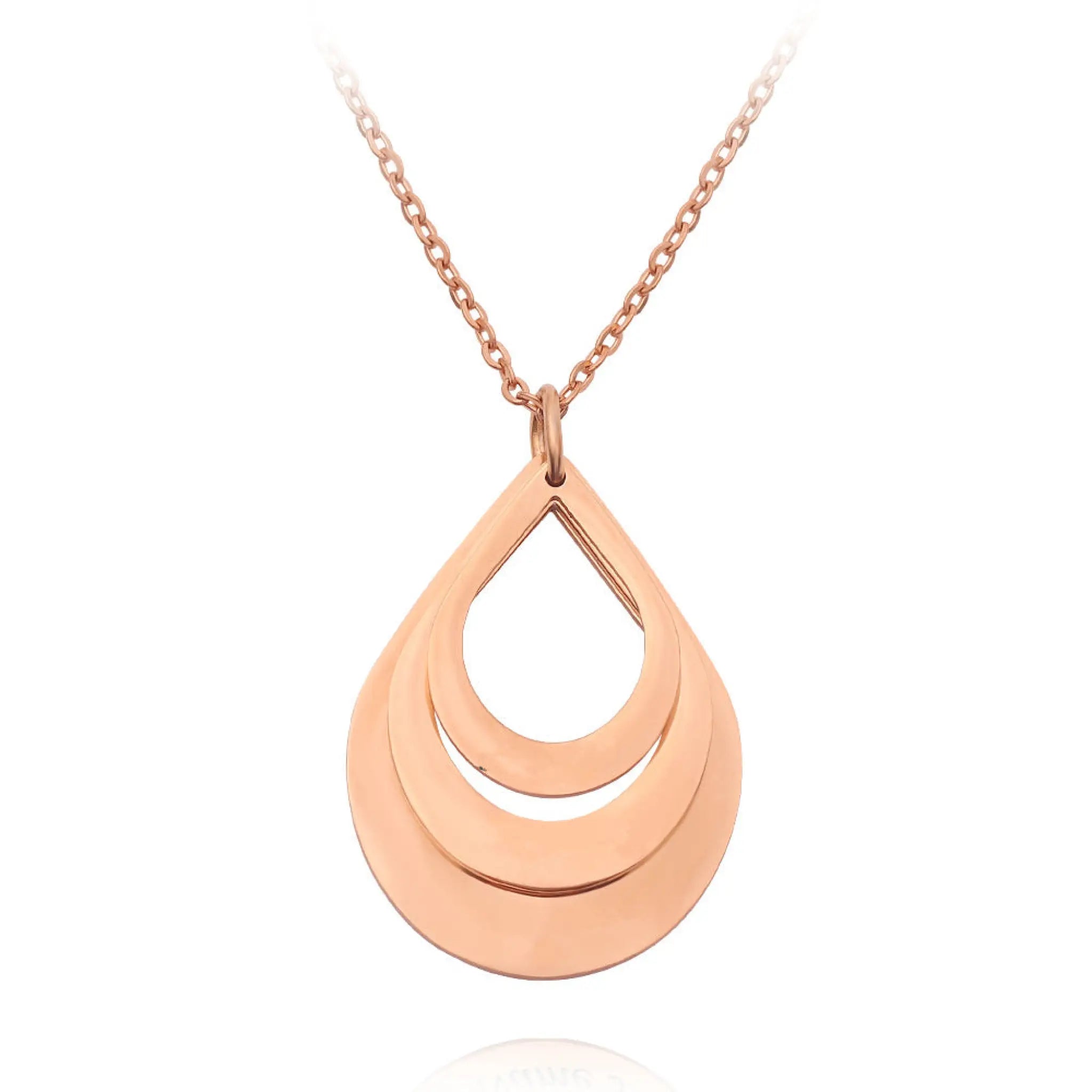 Stainless steel three name custom necklace - Rose Gold - Necklace