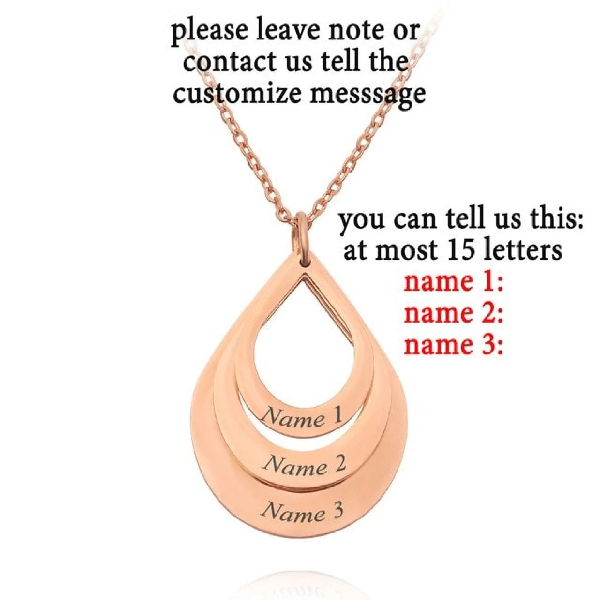 Stainless Steel Three Name Letter Custom Necklace - 7
