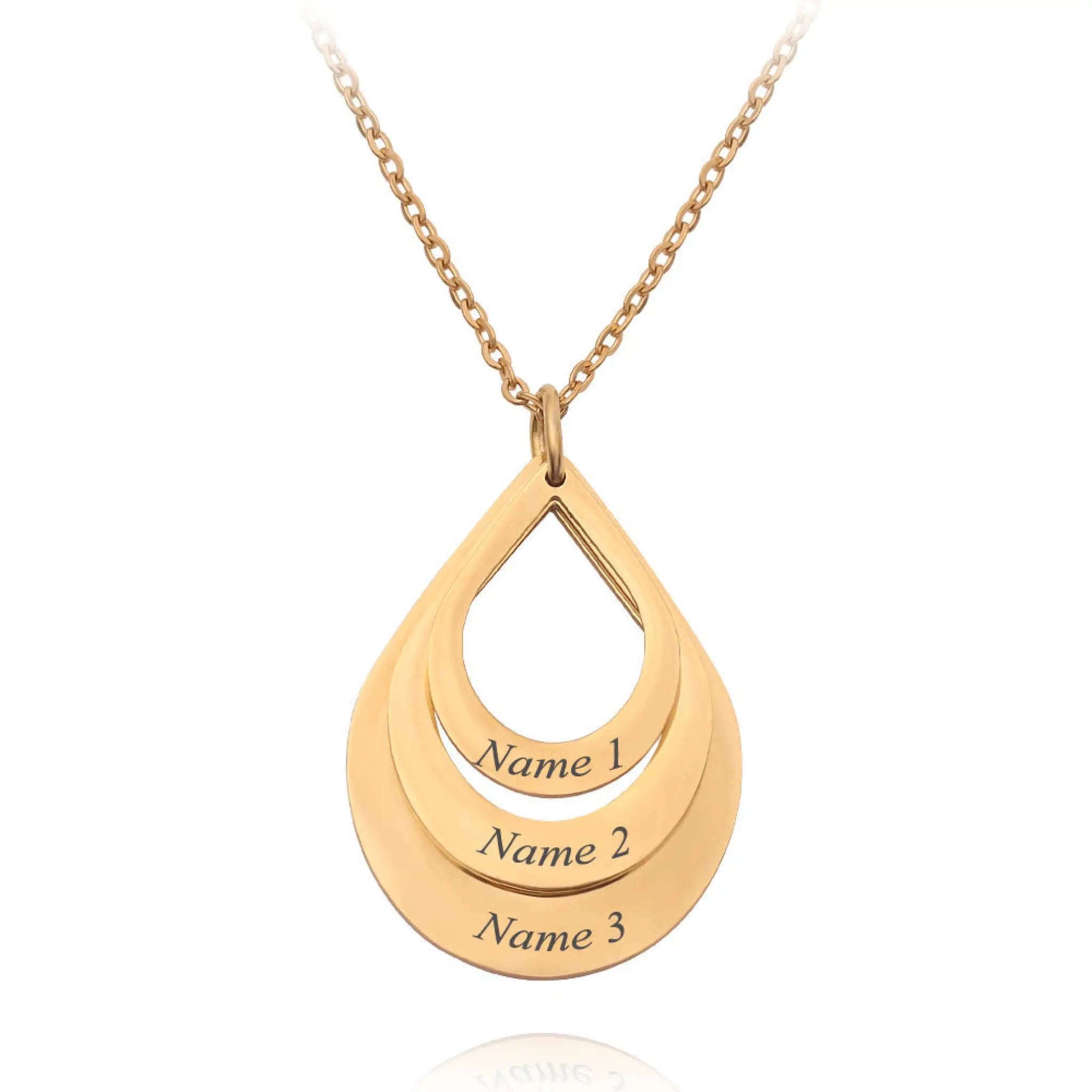 Stainless Steel Three Name Letter Necklace Tricolor - Gold - 7