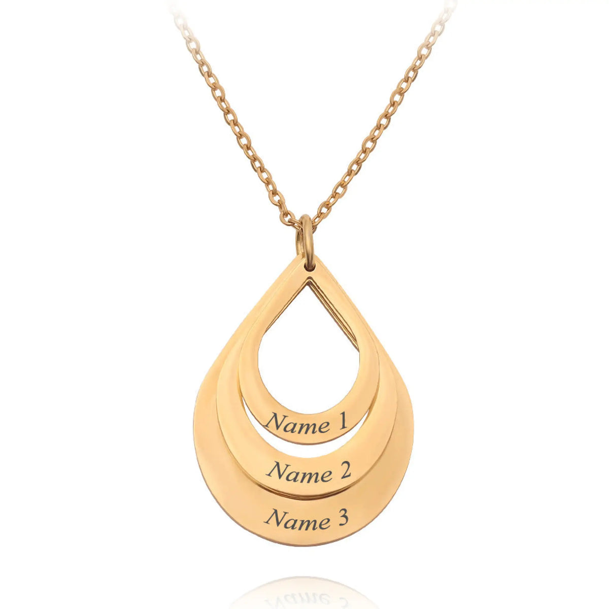 Stainless Steel Three Name Letter Necklace Tricolor - Gold - 7