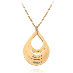 Stainless Steel Three Name Letter Necklace Tricolor - Gold - 7