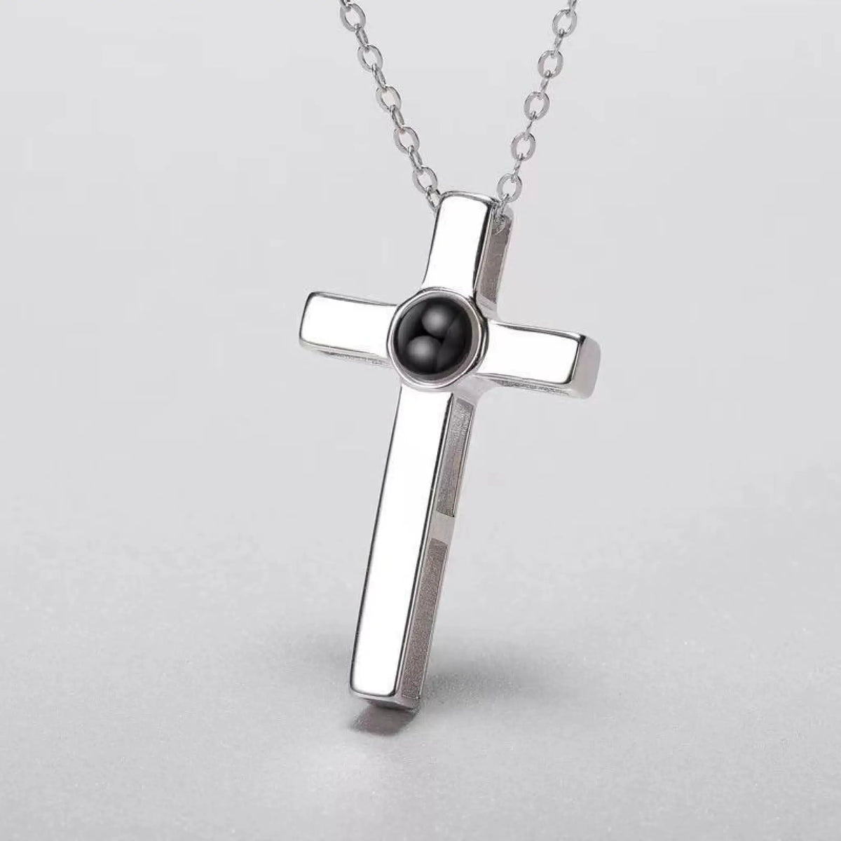 Sterling Silver Cross Projection Couple Necklace Fashion Photo Customization - Womens cross chain - 7