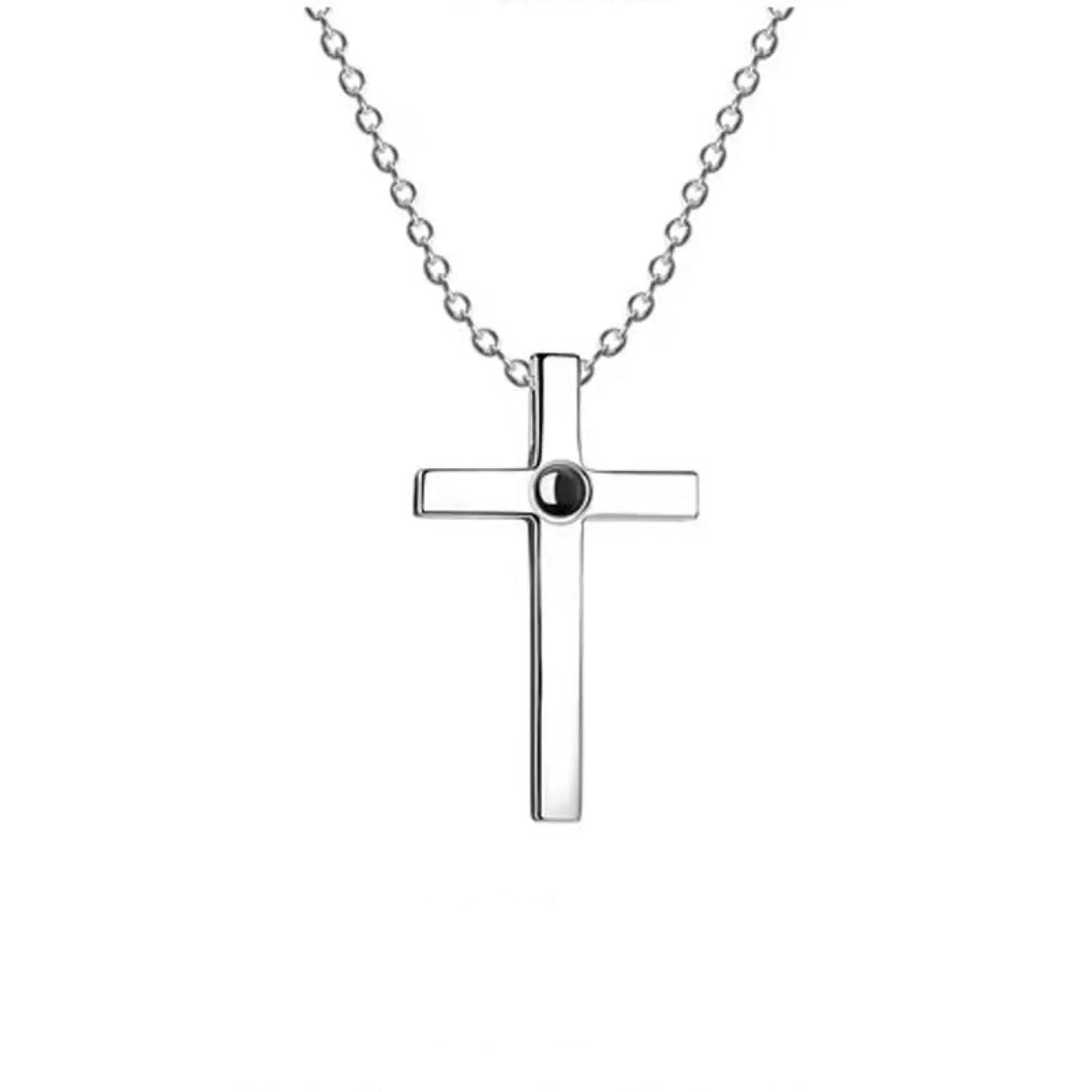 Sterling Silver Cross Projection Couple Necklace Fashion Photo Customization - 7