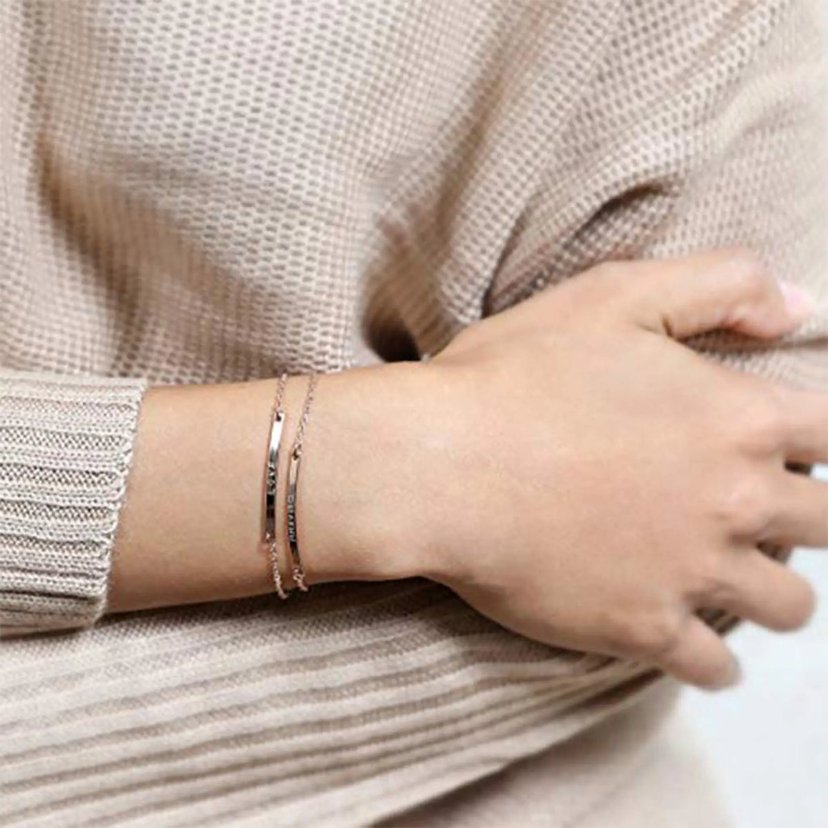 Sterling Silver Jewelry Fashion Personalized Custom Bracelet Gift - Silver - 7