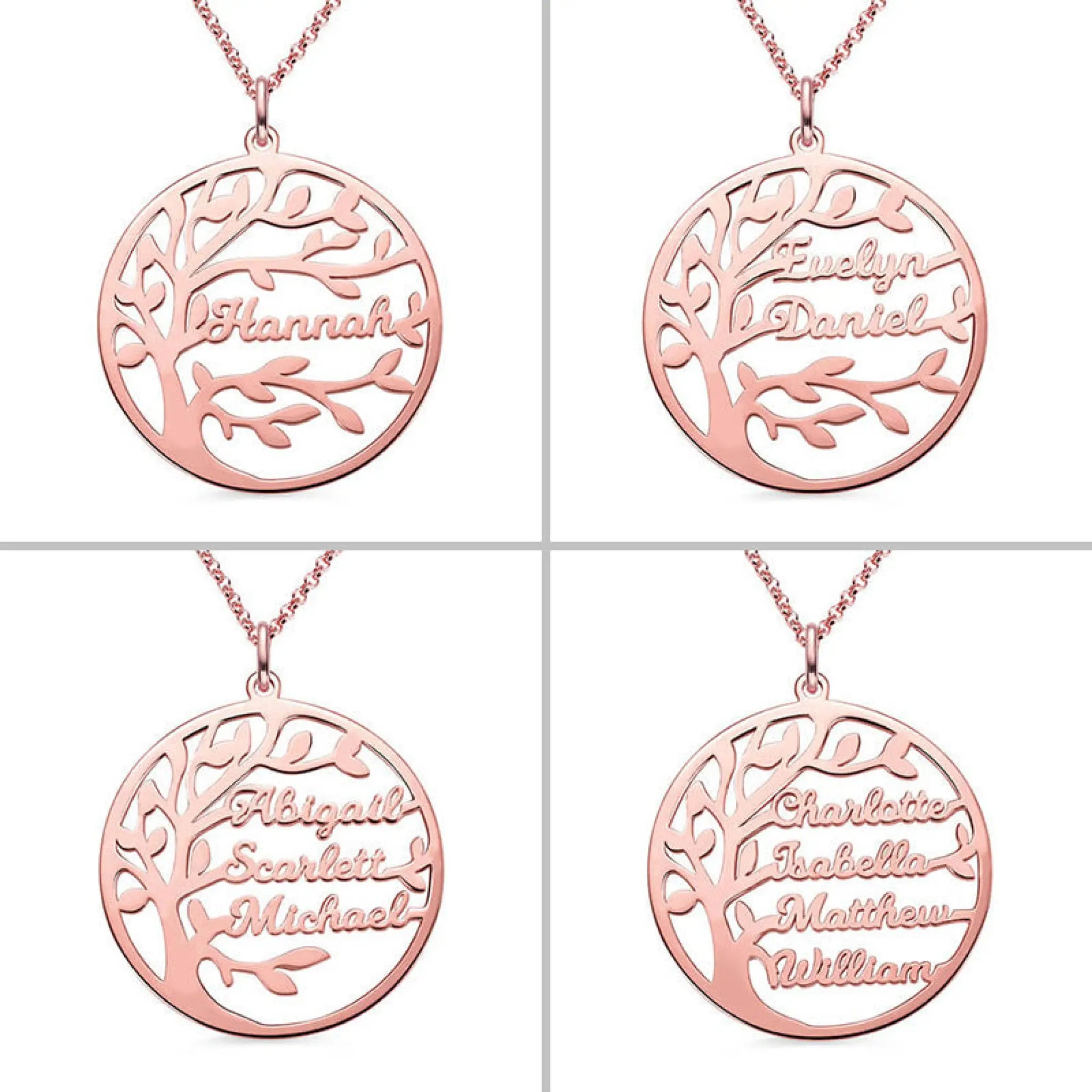 Sterling Silver Necklace Female Name Personalized Tree of Life Pendant Cross-border New Product Accessories - Rose Gold