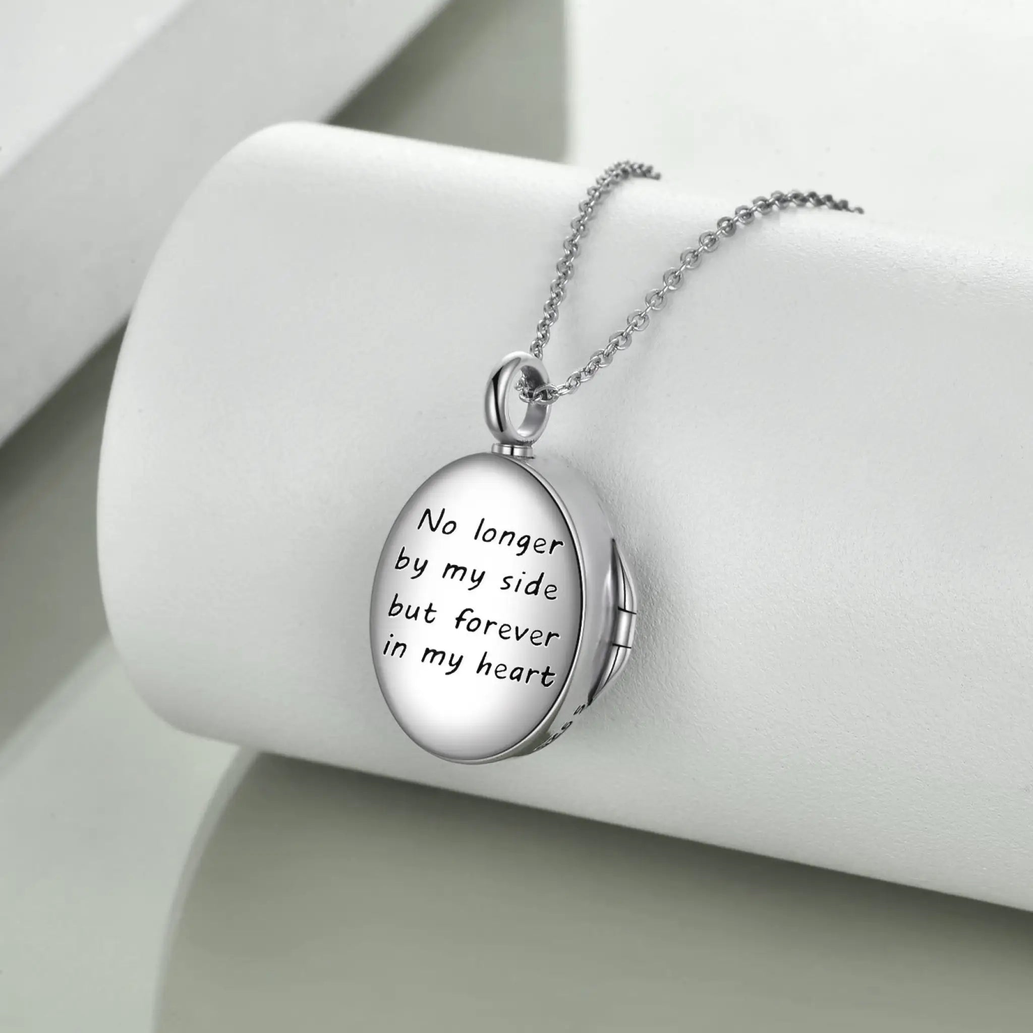 Sunflower Photo Urn Necklace for Ashes Sterling Silver Vintage Oval Cremation Jewelry - Silver - 5