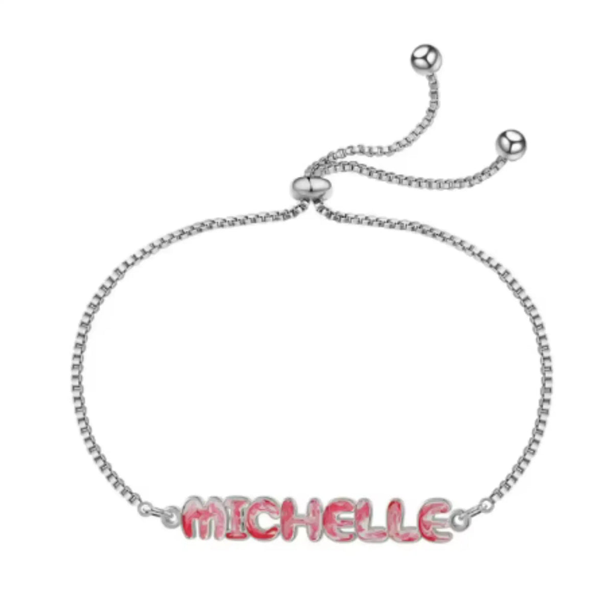 Tie Dye Name Necklace Adjustable - Silver / 1 Style / 1letter - 7