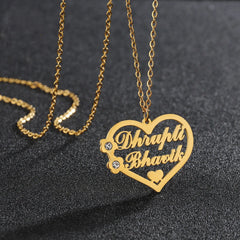 Titanium Steel Cut Heart-shaped Name Necklace Hollow Peach Heart With Diamonds - 7