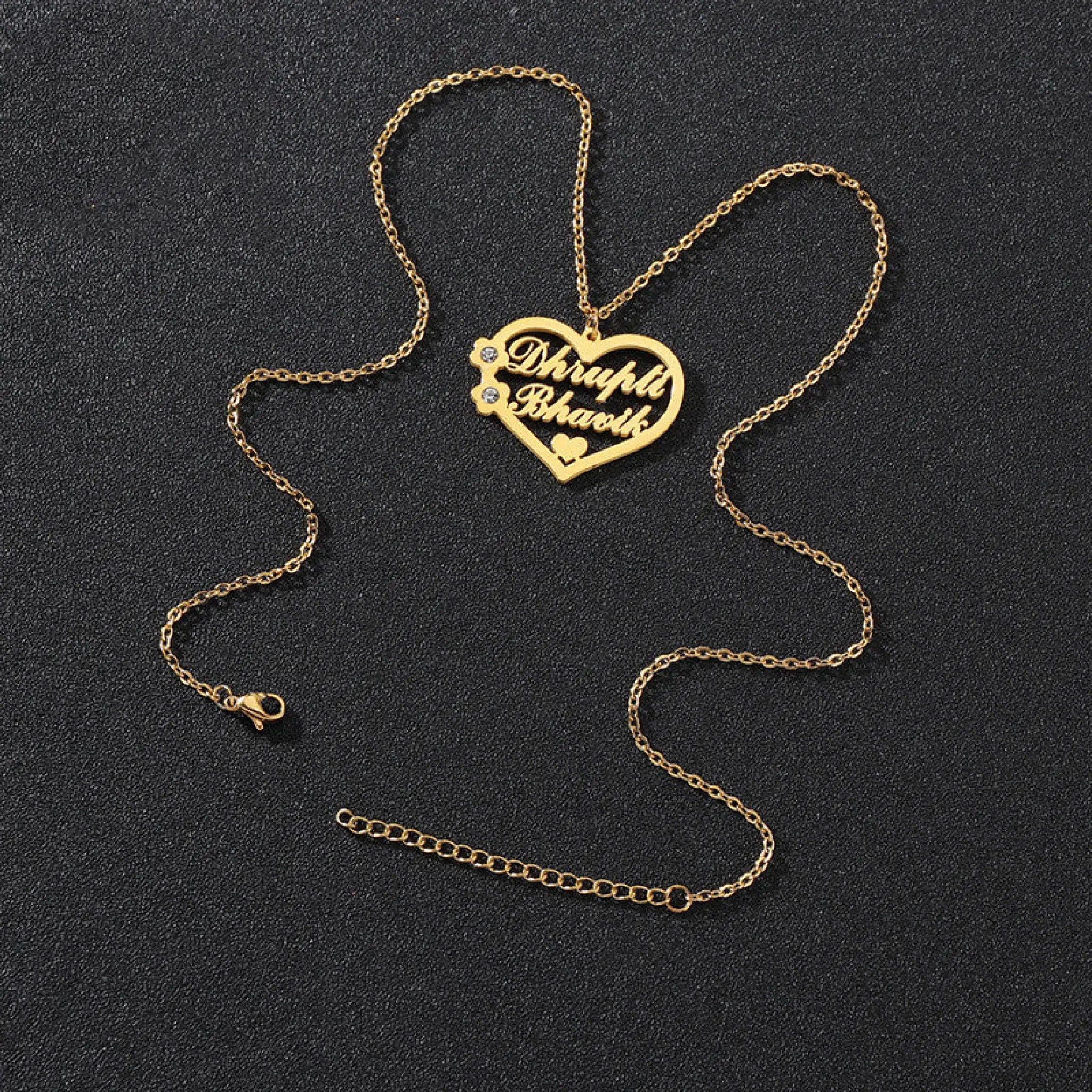Titanium Steel Cut Heart-shaped Name Necklace Hollow Peach Heart With Diamonds - 7